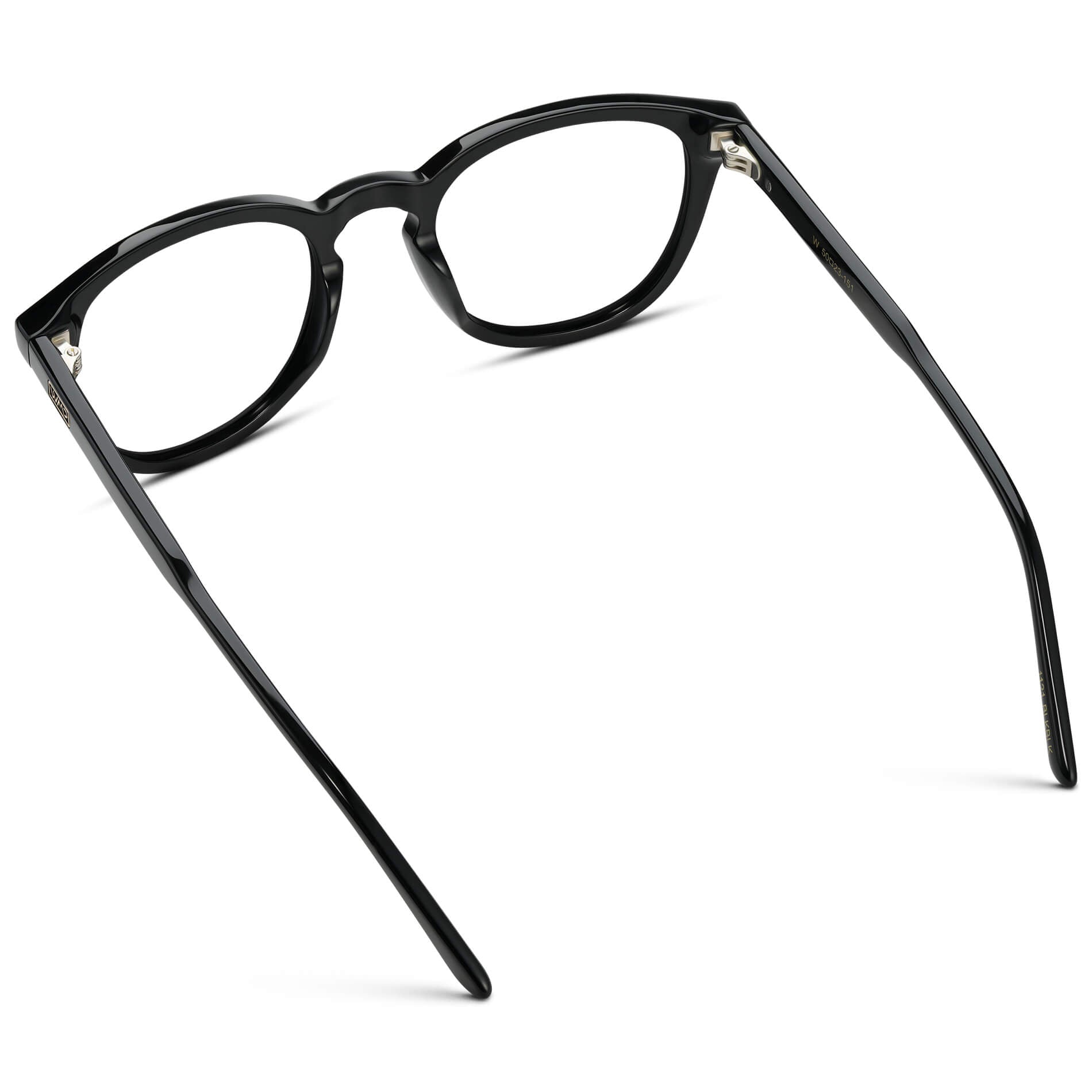 Black || Men's Round Prescription Eyeglasses with Black Acetate Frame and Clear Prescription Lenses