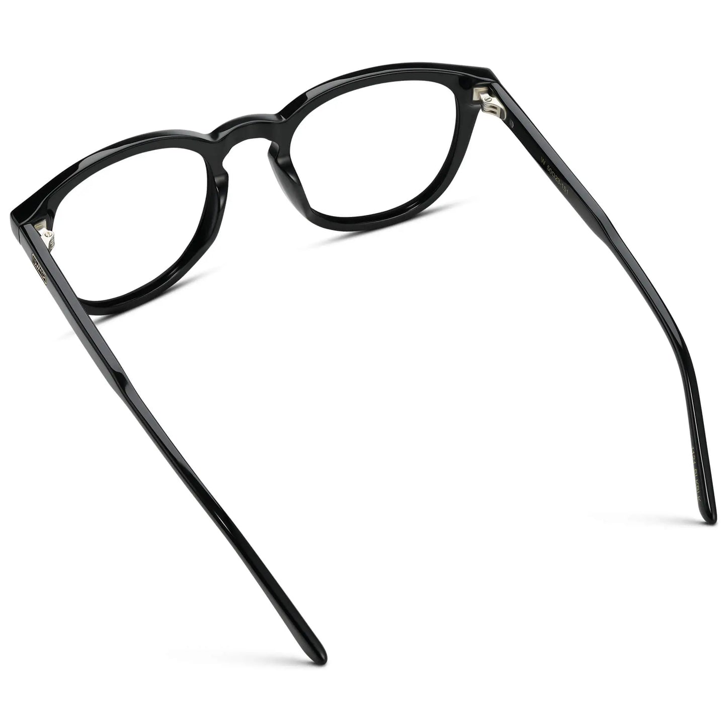 Black || Men's Round Prescription Eyeglasses with Black Acetate Frame and Clear Prescription Lenses