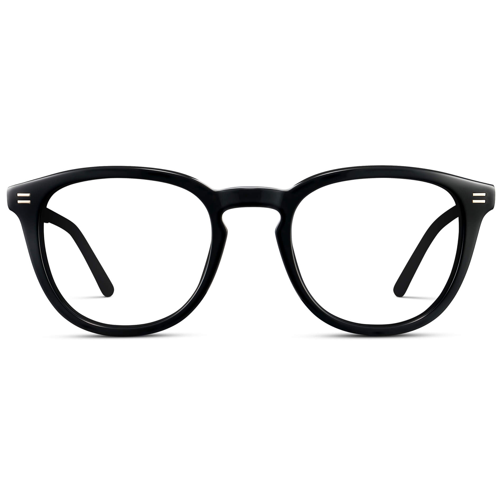 Black || Men's Round Prescription Eyeglasses with Black Acetate Frame and Clear Prescription Lenses