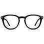 Black || Men's Round Prescription Eyeglasses with Black Acetate Frame and Clear Lenses on a white background