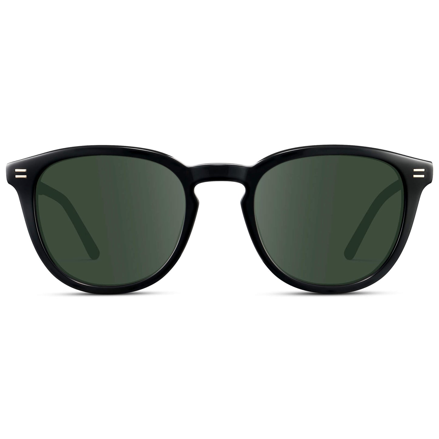 Black / G15 Lens || Men's Round Prescription Sunglasses with Black Acetate Frame and Green Prescription Lens