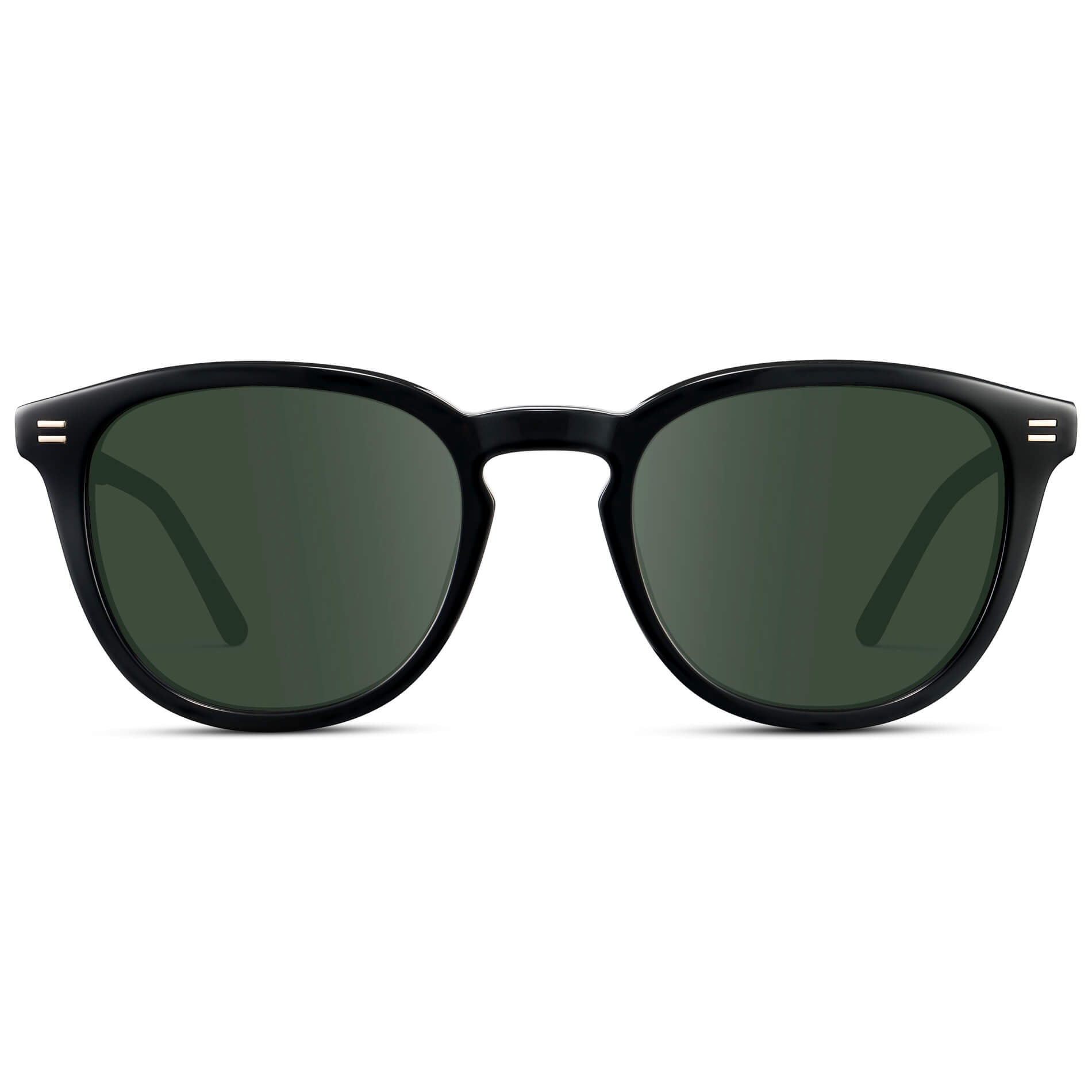 Black / G15 Lens || Men's Round Prescription Sunglasses with Black Acetate Frame and Green Prescription Lens