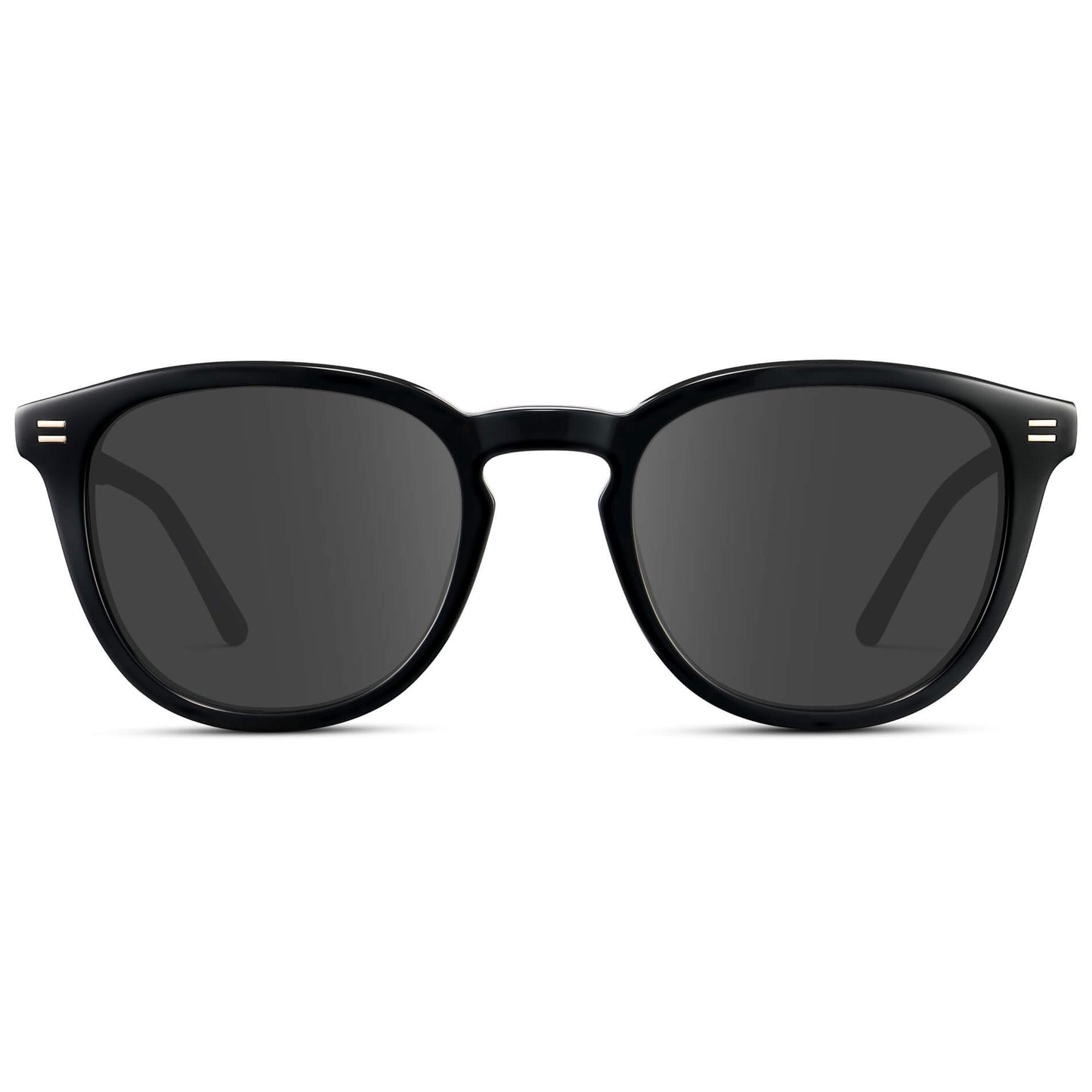 Black / Grey Lens || Men's Round Prescription Sunglasses with Black Acetate Frame and Grey Prescription Lens