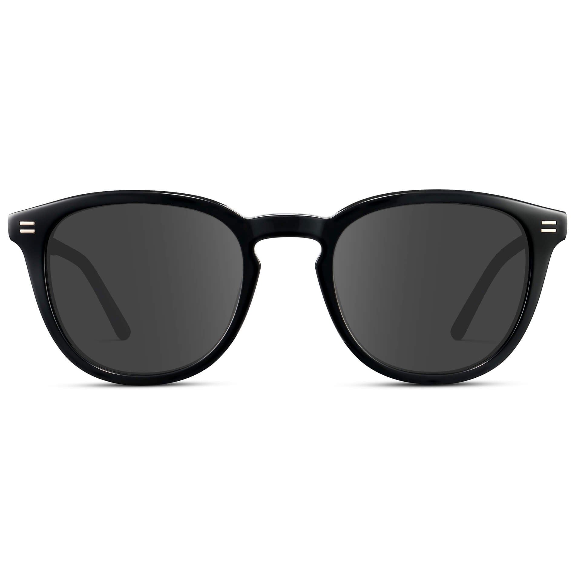 Black / Grey Lens || Men's Round Prescription Sunglasses with Black Acetate Frame and Grey Prescription Lens