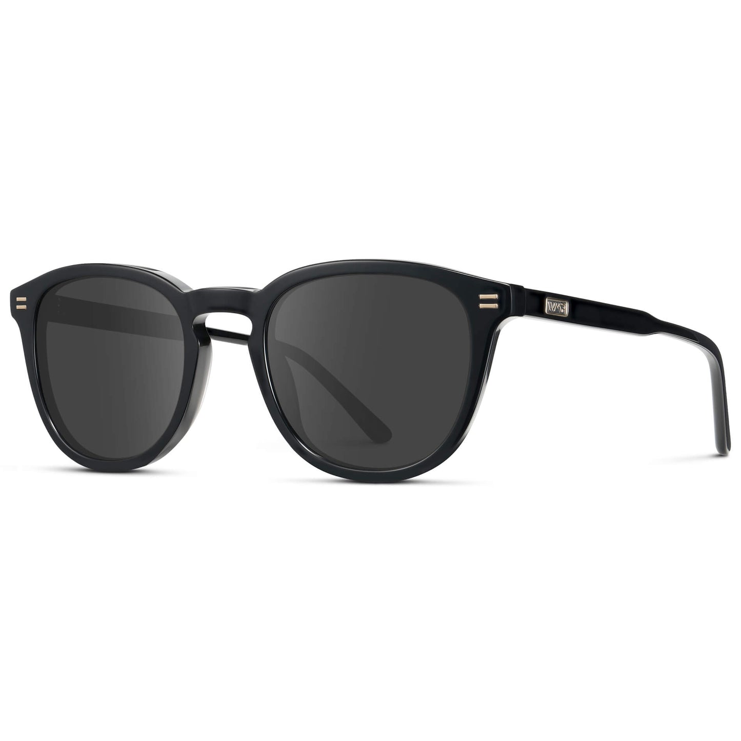 Black / Grey Lens || Men's Round Prescription Sunglasses with Black Acetate Frame and Grey Prescription Lens