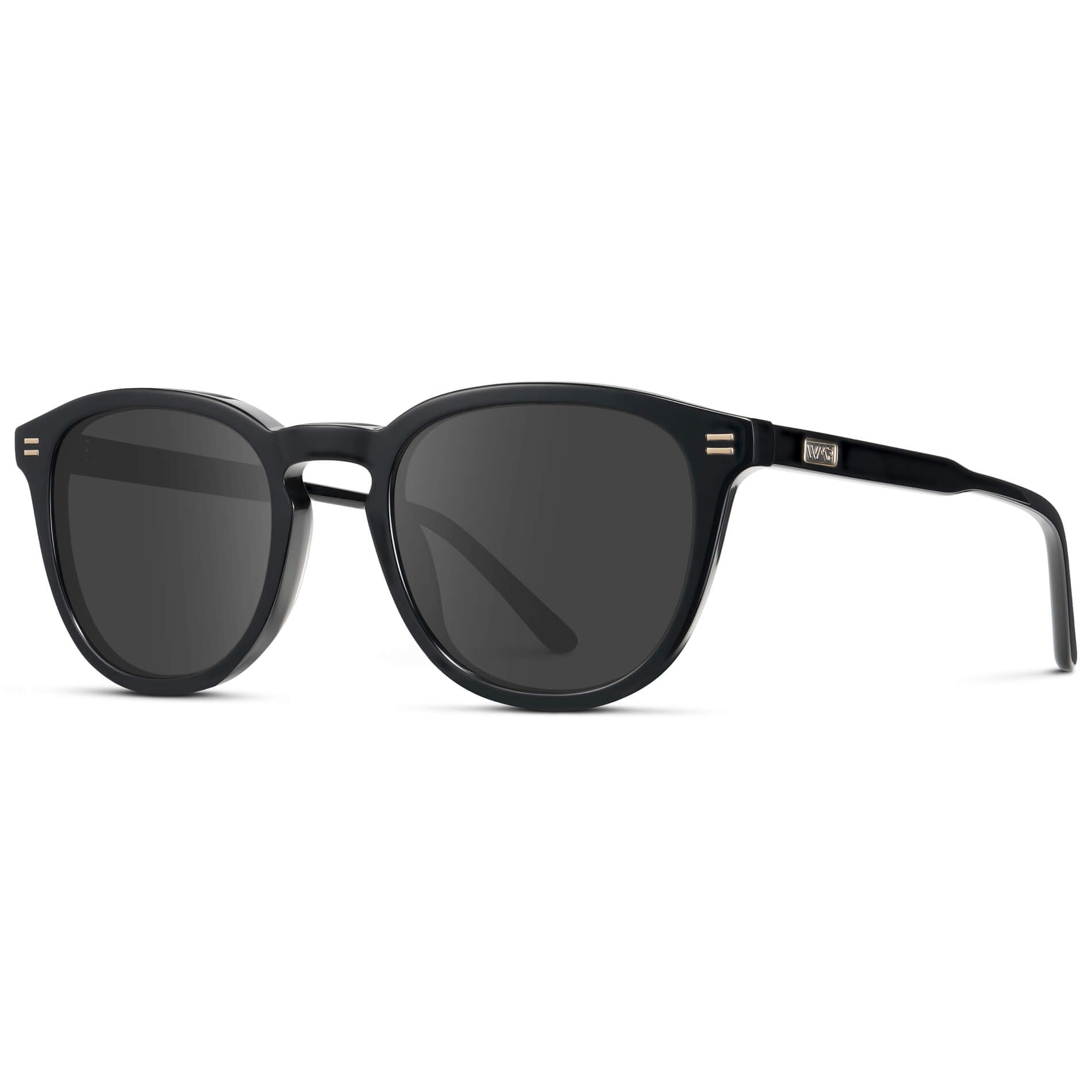 Black / Grey Lens || Men's Round Prescription Sunglasses with Black Acetate Frame and Grey Prescription Lens