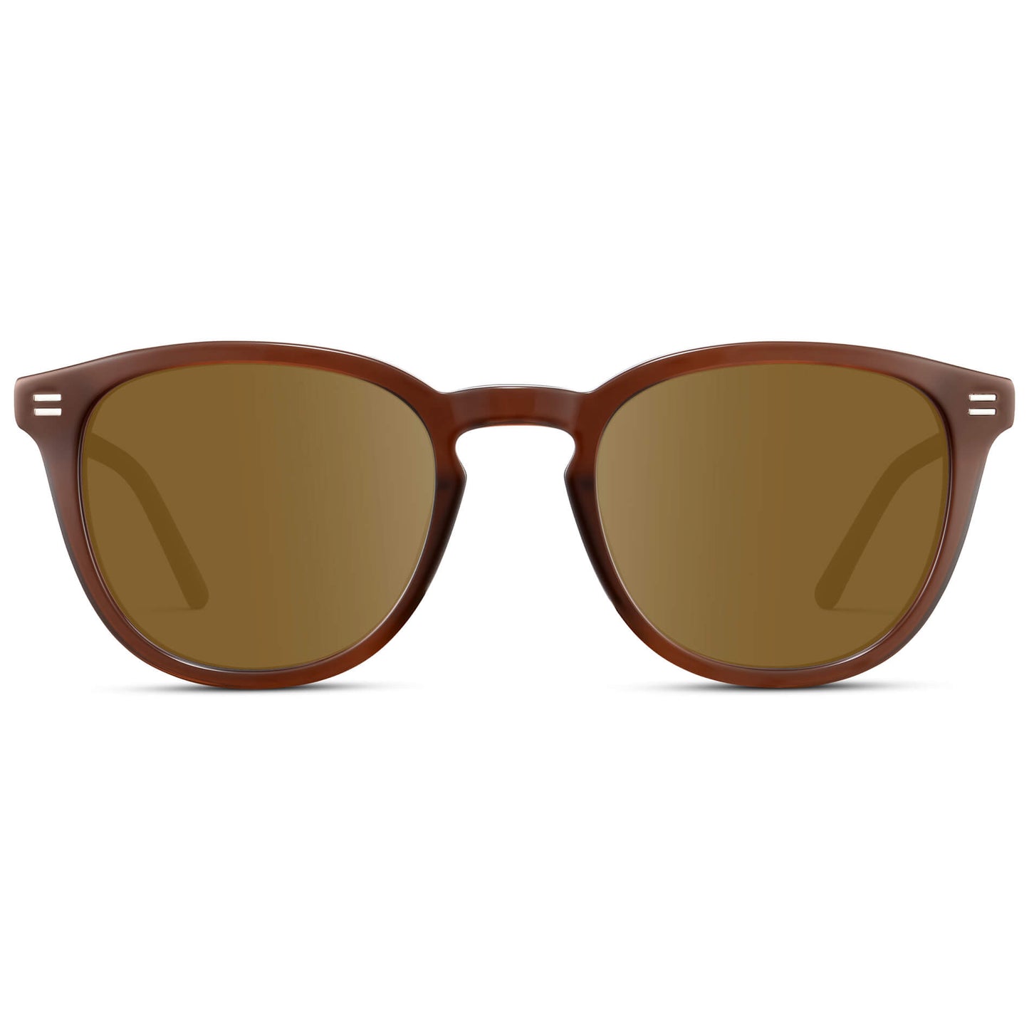 Burnt Cedar Brown / Amber Lens || Men's Round Prescription Sunglasses with Brown Acetate Frame and Brown Prescription Lens