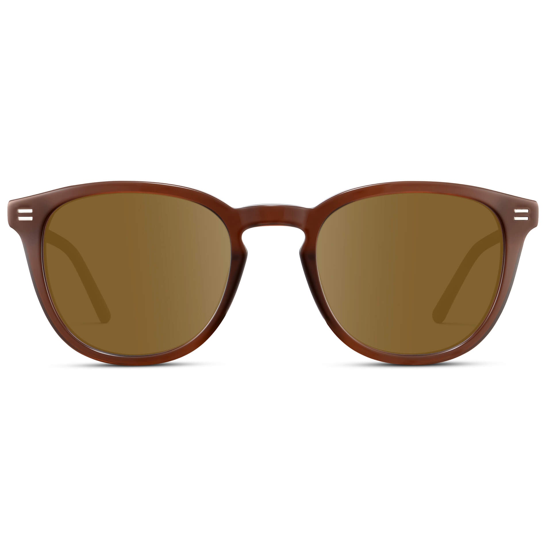 Burnt Cedar Brown / Amber Lens || Men's Round Prescription Sunglasses with Brown Acetate Frame and Brown Prescription Lens