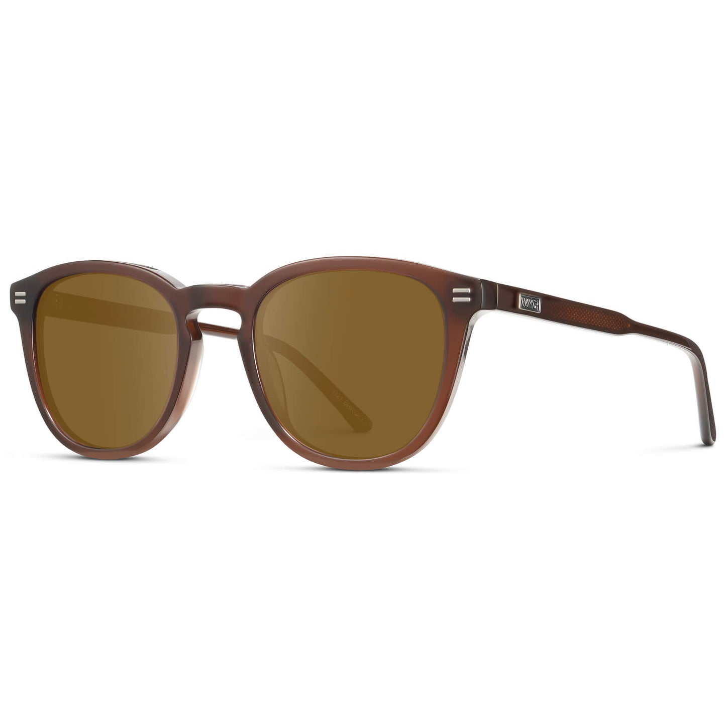 Burnt Cedar Brown / Amber Lens || Men's Round Prescription Sunglasses with Brown Acetate Frame and Brown Prescription Lens