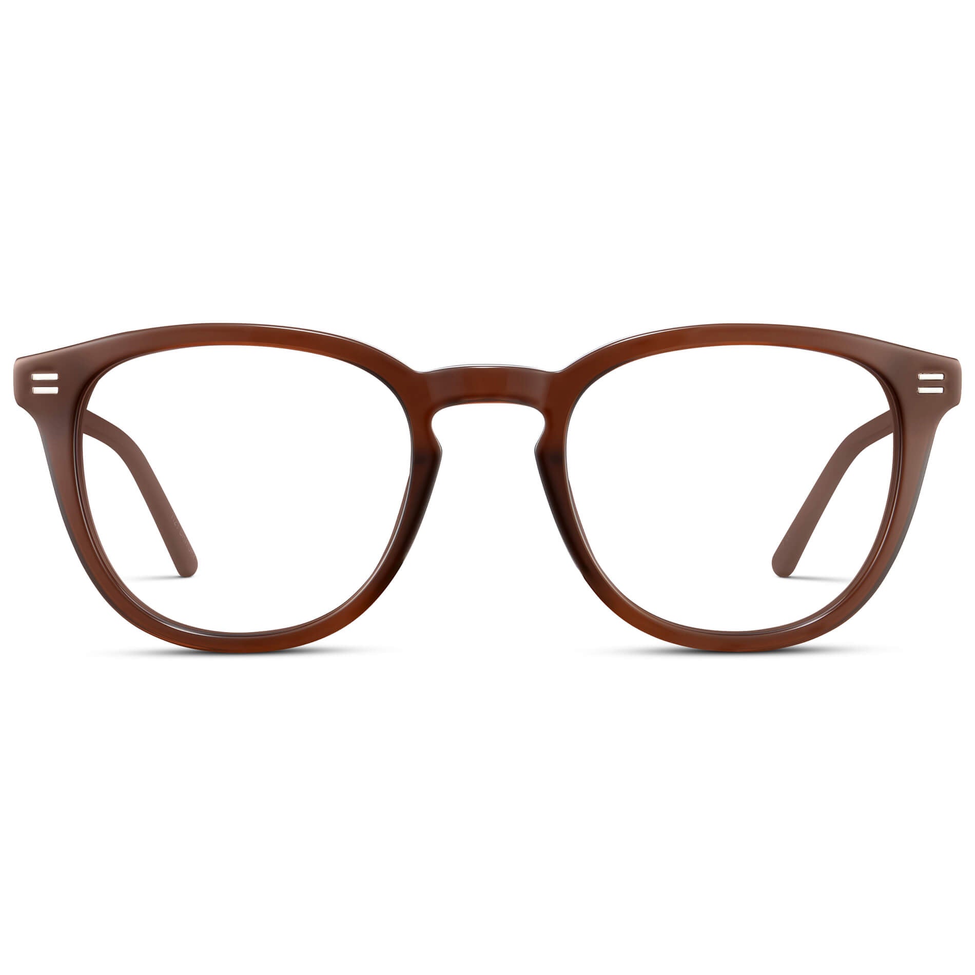 Burnt Cedar Brown || Men's Round Prescription Eyeglasses with Brown Acetate Frame and Clear Prescription Lenses
