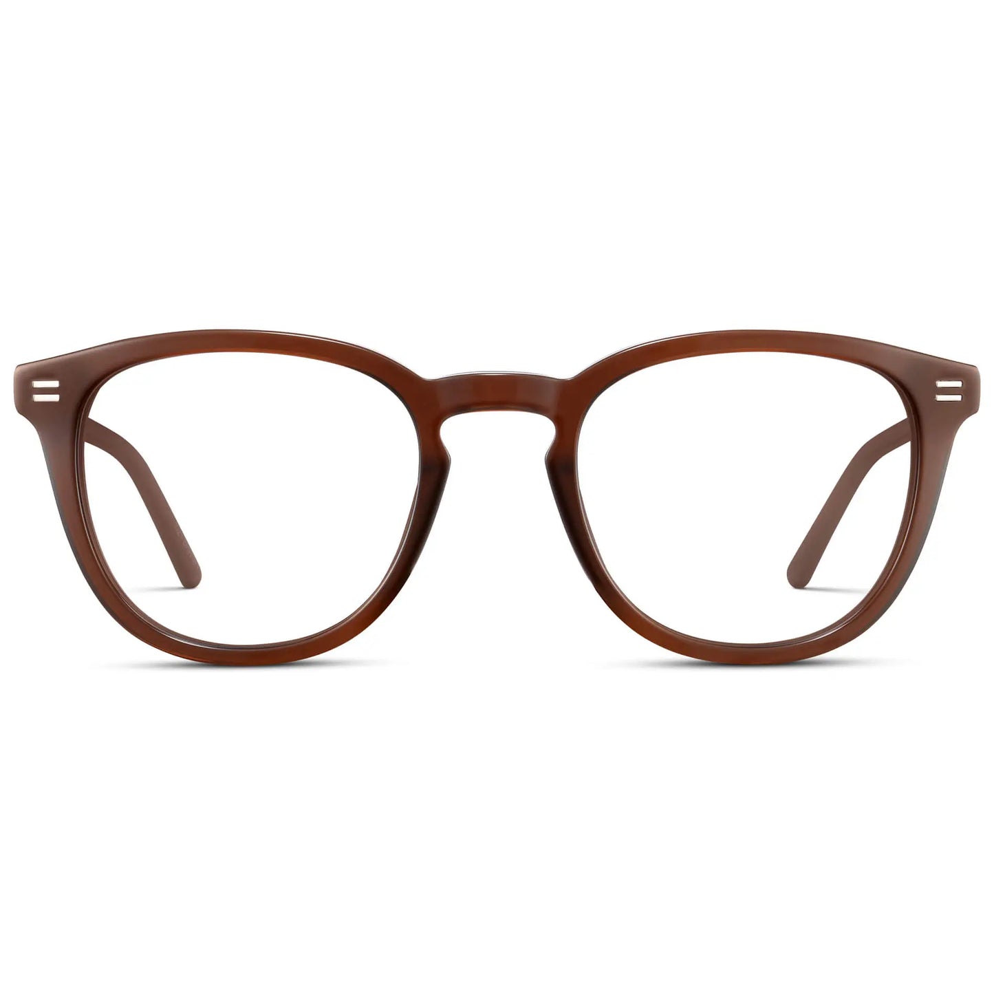 Burnt Cedar Brown || Men's Round Prescription Eyeglasses with Brown Acetate Frame and Clear Prescription Lenses