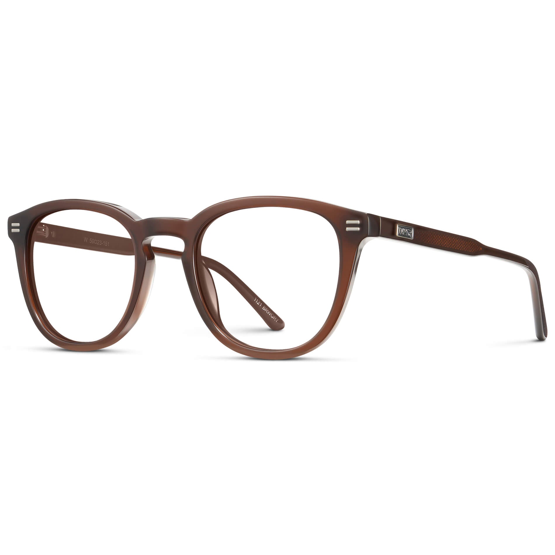 Burnt Cedar Brown || Men's Round Prescription Eyeglasses with Brown Acetate Frame and Clear Prescription Lenses