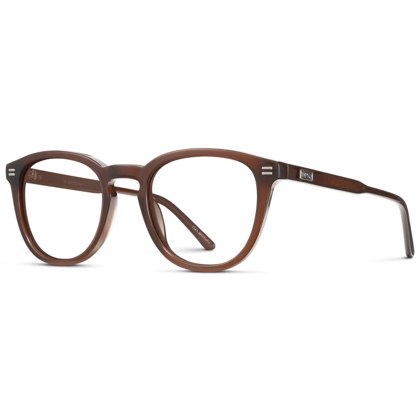 Burnt Cedar Brown || Men's Round Prescription Eyeglasses with Brown Acetate Frame and Clear Prescription Lenses