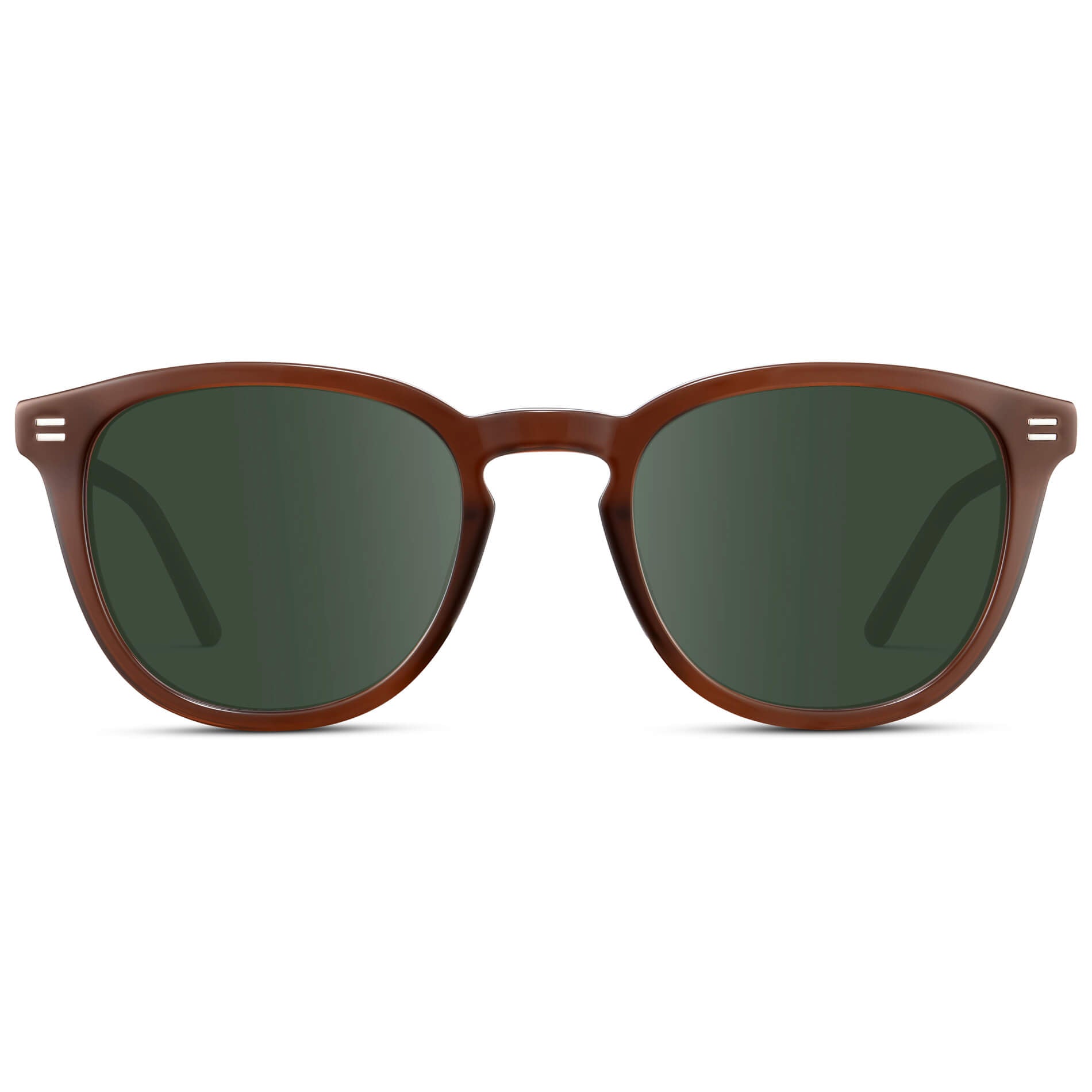 Burnt Cedar Brown / G15 Lens || Men's Round Prescription Sunglasses with Brown Acetate Frame and Green Prescription Lens
