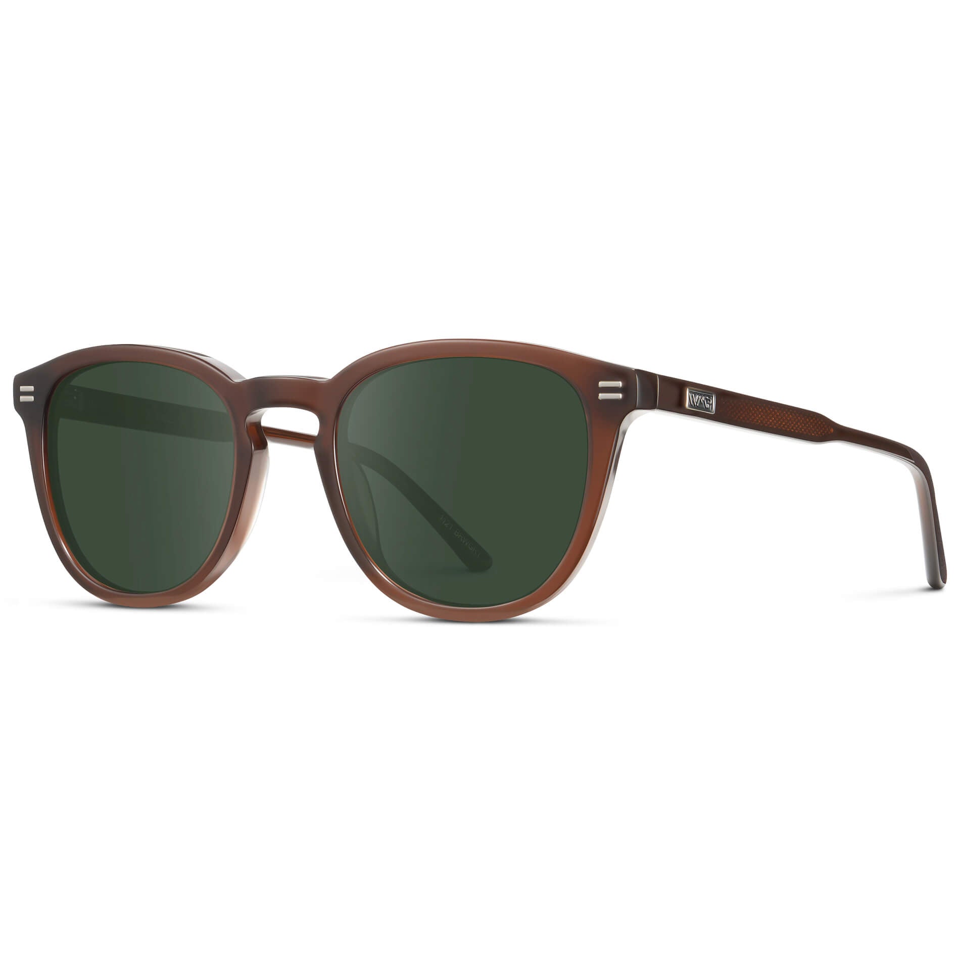 Burnt Cedar Brown / G15 Lens || Men's Round Prescription Sunglasses with Brown Acetate Frame and Green Prescription Lens