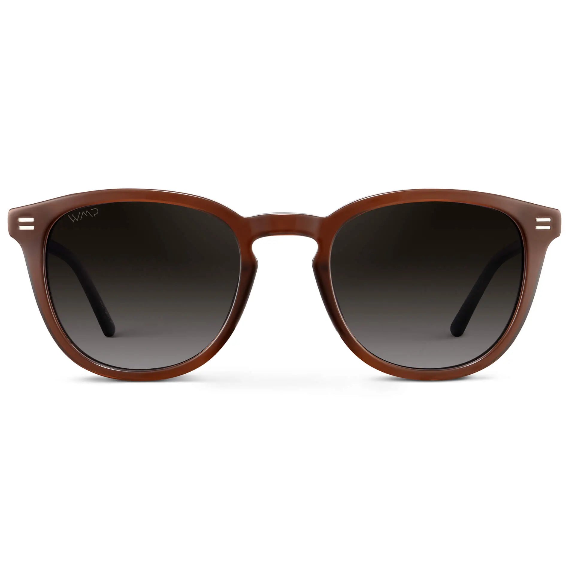 Burnt Cedar Brown / Oak Brown Gradient Lens || Men's Rounded Oval Polarized Sunglasses with Brown Acetate Frame and Oak Brown Gradient Lens