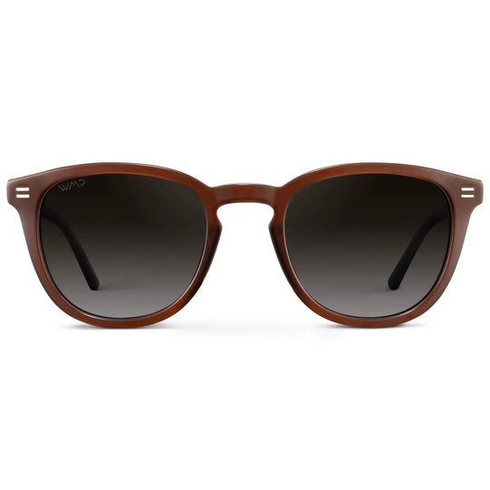 Burnt Cedar Brown / Oak Brown Gradient Lens || Men's Rounded Oval Polarized Sunglasses with Brown Acetate Frame and Oak Brown Gradient Lens