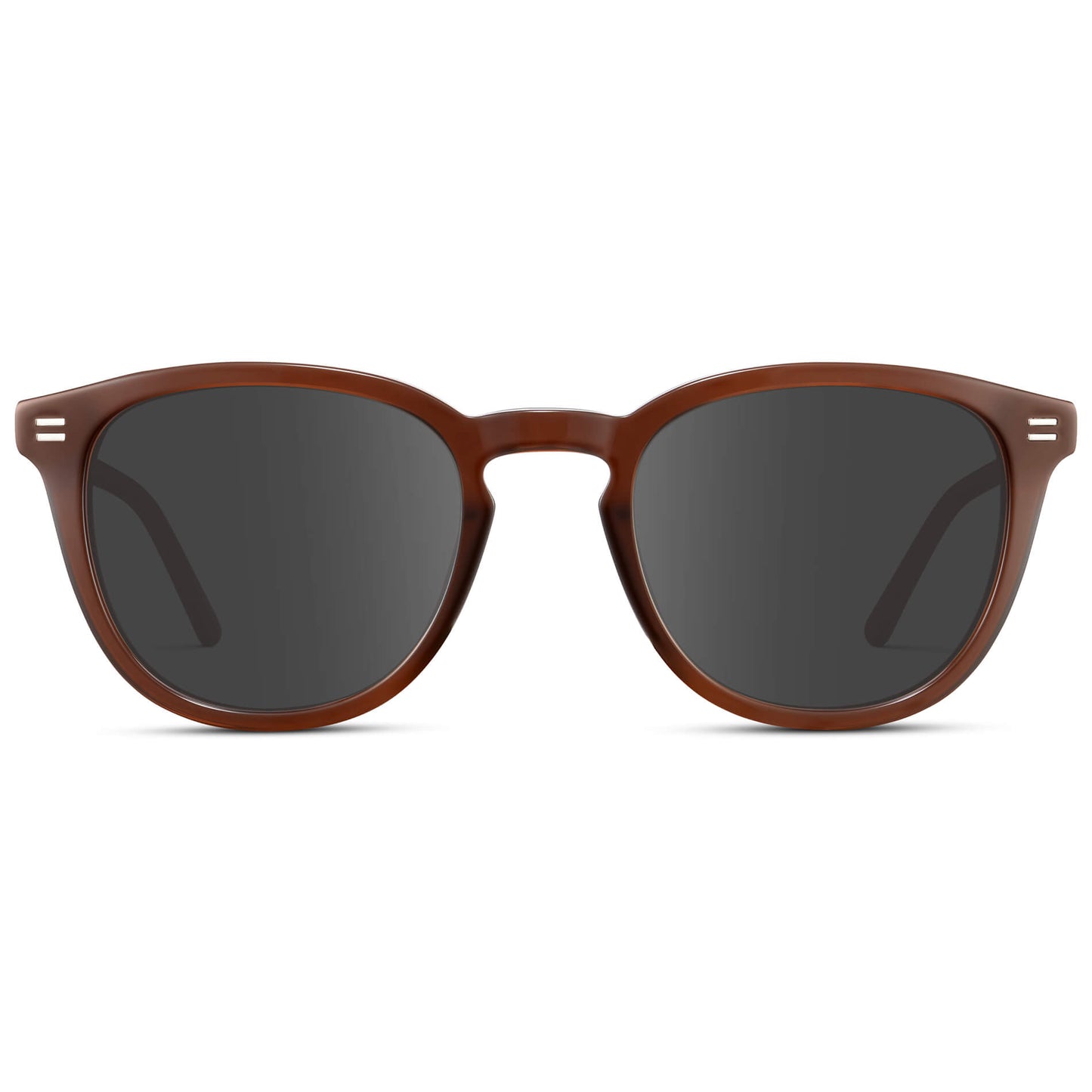 Burnt Cedar Brown / Grey Lens || Men's Round Prescription Sunglasses with Brown Acetate Frame and Grey Prescription Lens
