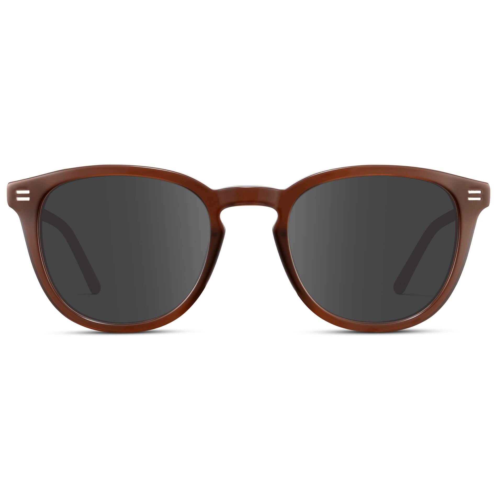 Burnt Cedar Brown / Grey Lens || Men's Round Prescription Sunglasses with Brown Acetate Frame and Grey Prescription Lens