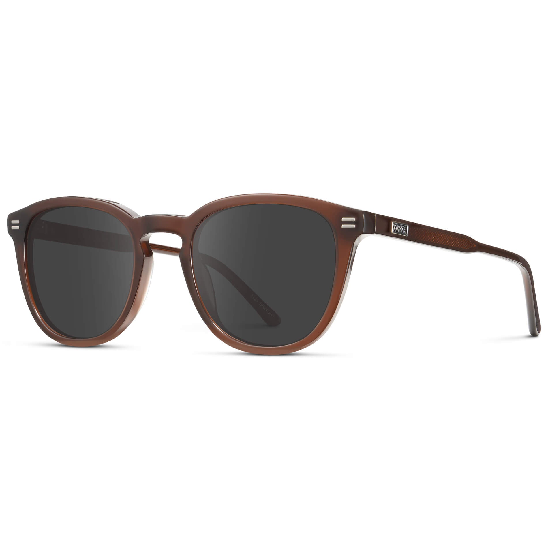 Burnt Cedar Brown / Grey Lens || Men's Round Prescription Sunglasses with Brown Acetate Frame and Grey Prescription Lens