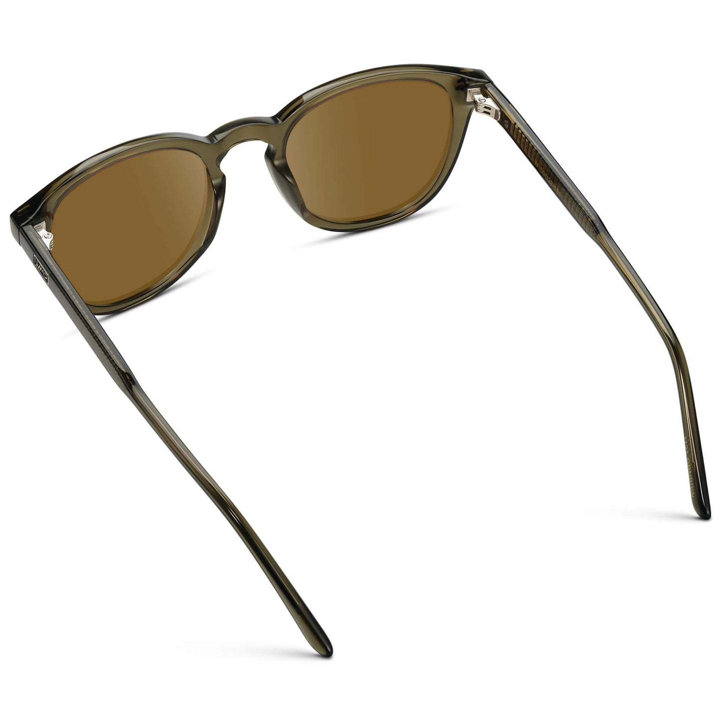 Dark Moss Green / Amber Lens || Men's Round Prescription Sunglasses with Green Acetate Frame and Brown Prescription Lens