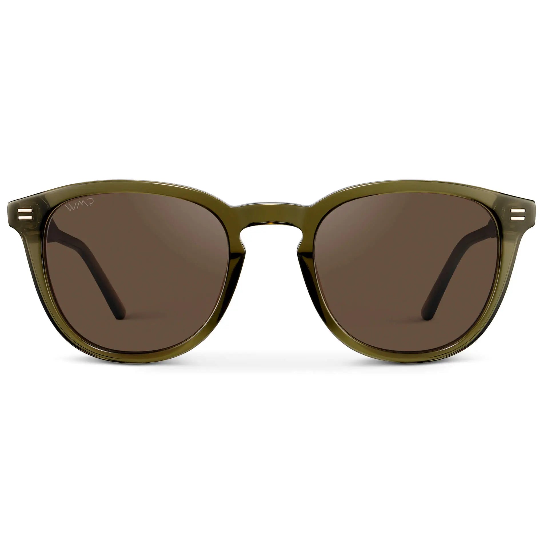 Dark Moss Green / Brown Lens || Men's Rounded Oval Polarized Sunglasses with Green Acetate Frame and Brown Lens