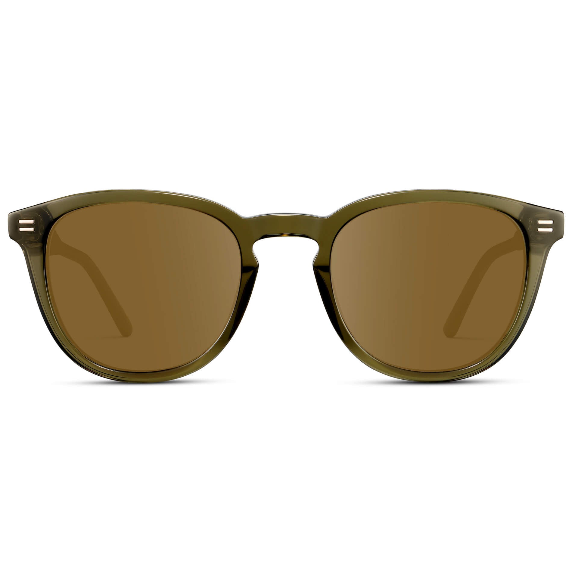 Dark Moss Green / Amber Lens || Men's Round Prescription Sunglasses with Green Acetate Frame and Brown Prescription Lens