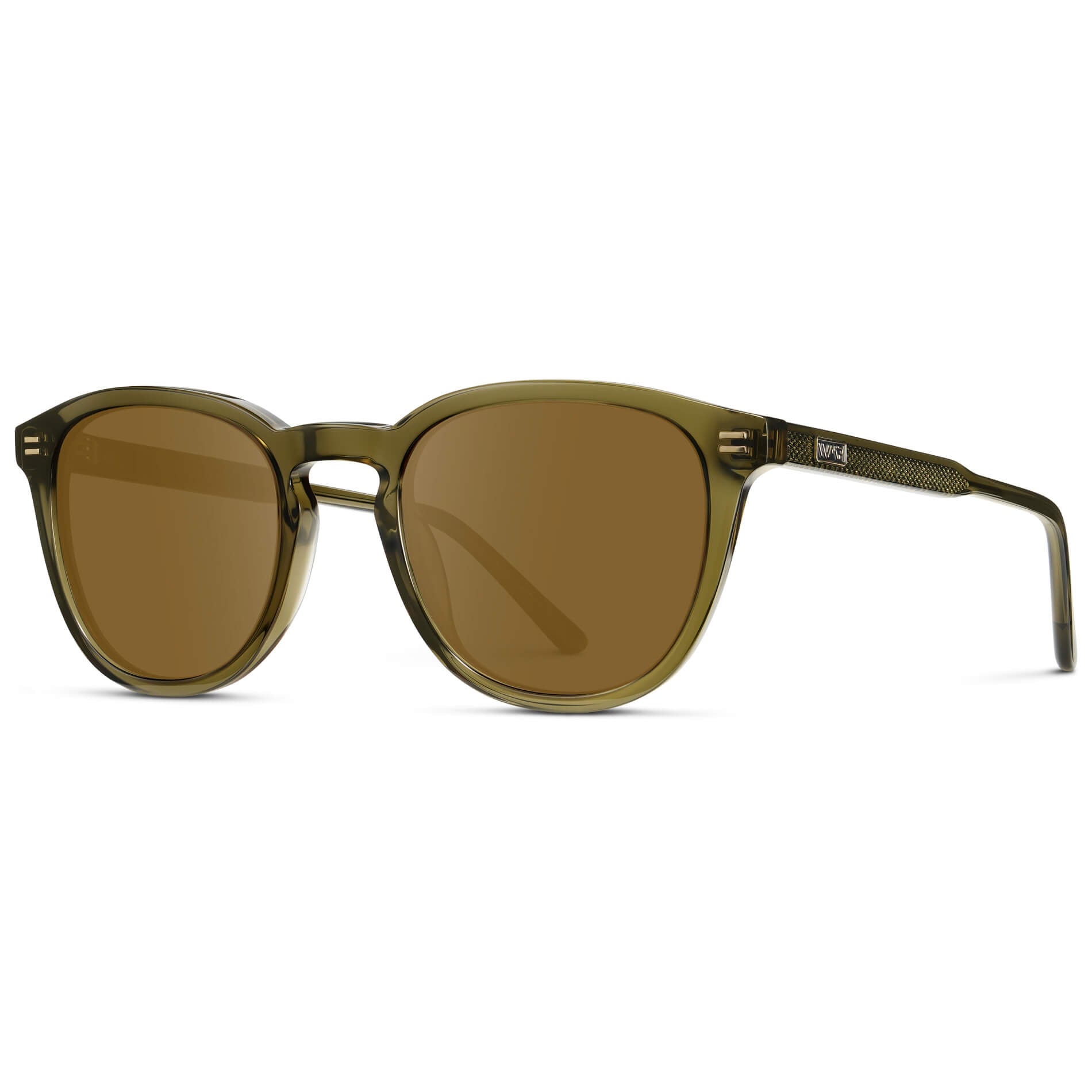 Dark Moss Green / Amber Lens || Men's Round Prescription Sunglasses with Green Acetate Frame and Brown Prescription Lens