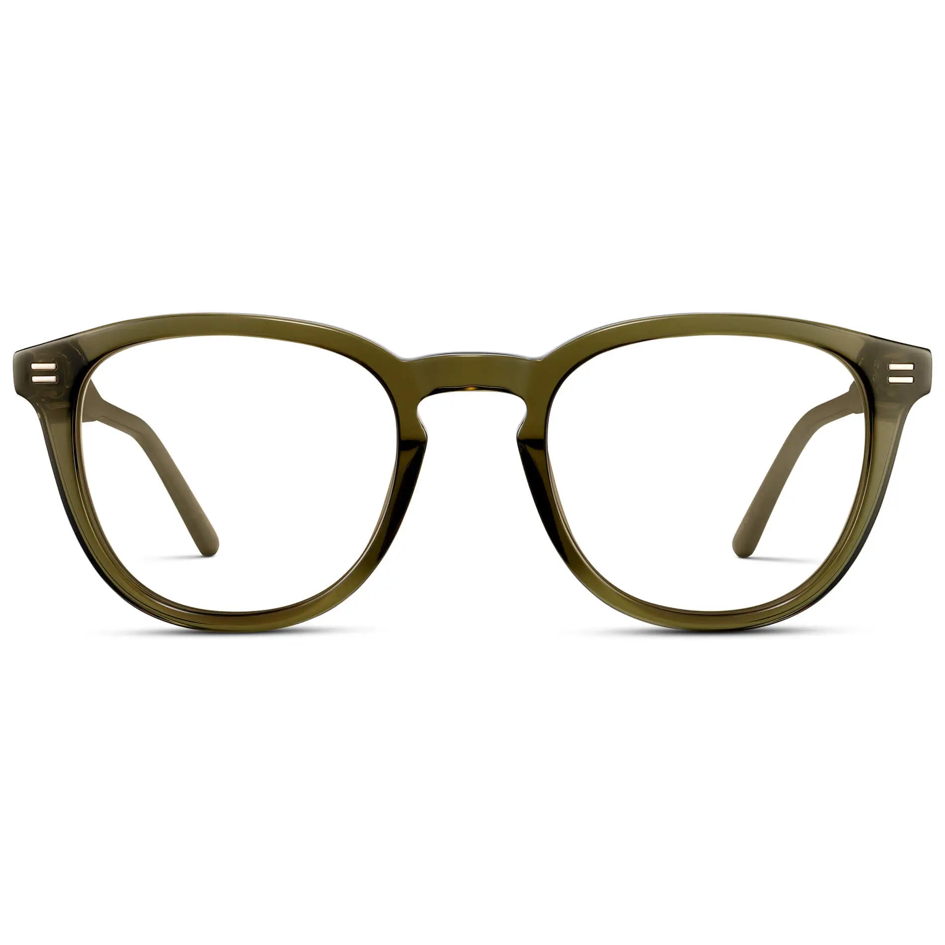 Dark Moss Green || Men's Round Prescription Eyeglasses with Green Acetate Frame and Clear Prescription Lenses