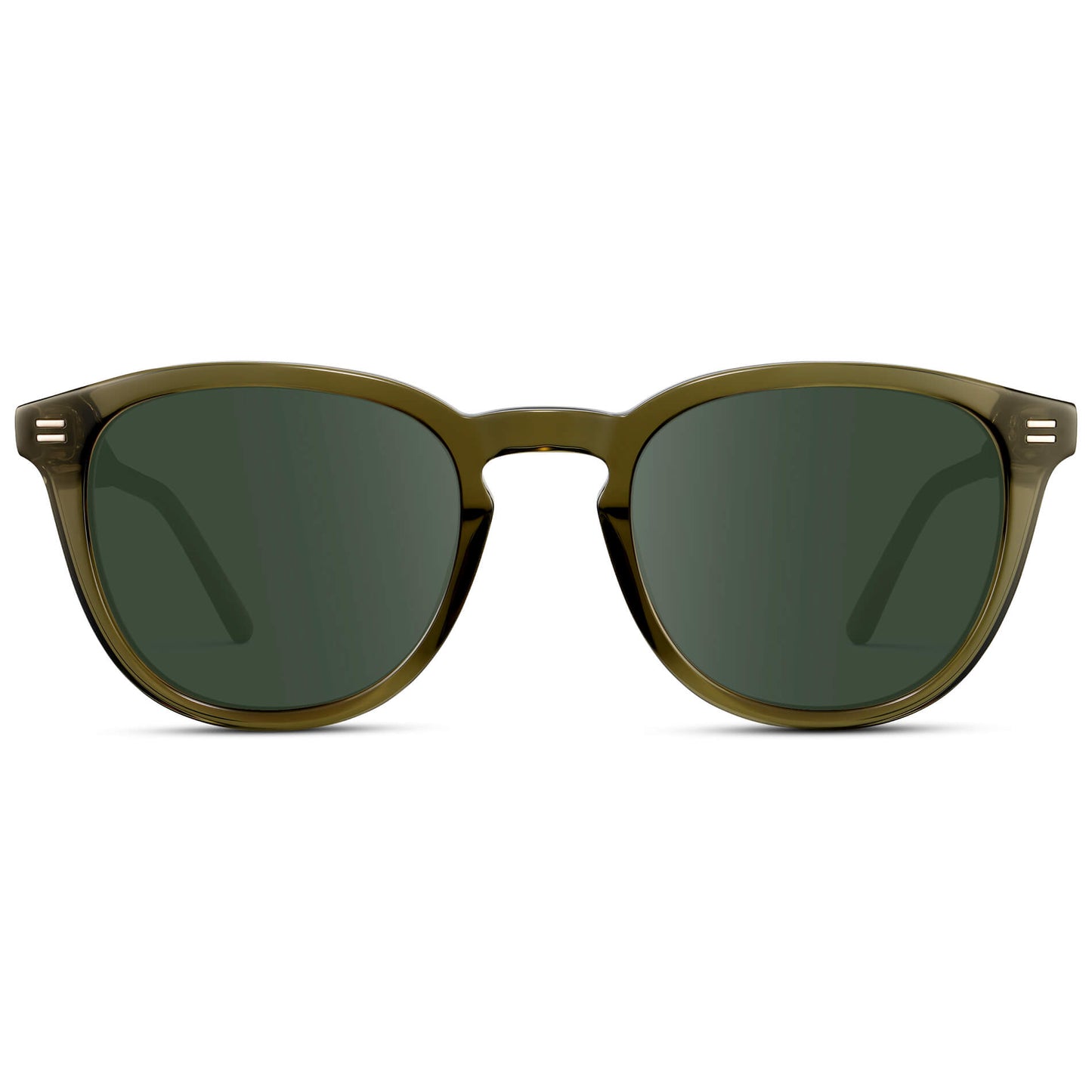 Dark Moss Green / G15 Lens || Men's Round Prescription Sunglasses with Green Acetate Frame and Green Prescription Lens
