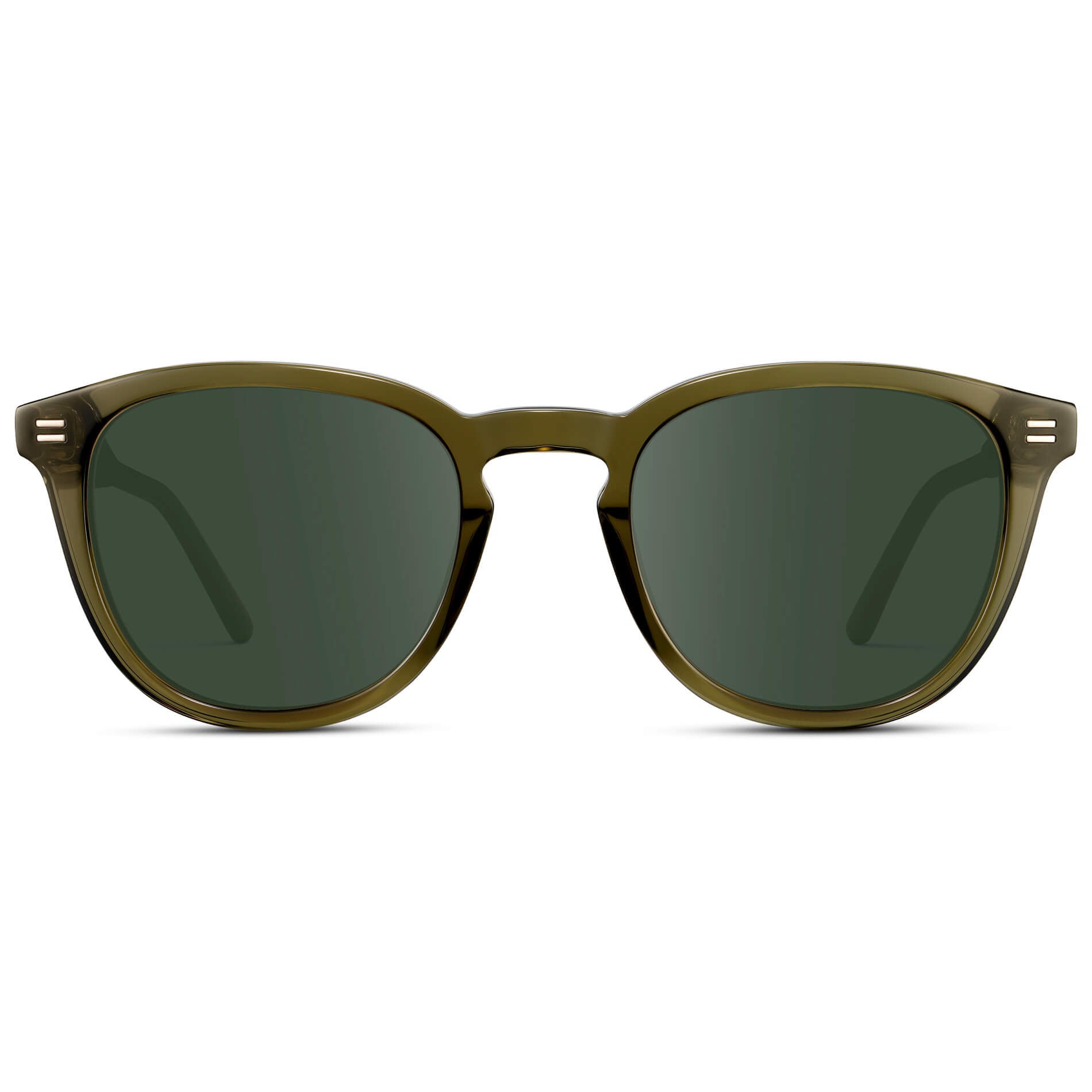 Dark Moss Green / G15 Lens || Men's Round Prescription Sunglasses with Green Acetate Frame and Green Prescription Lens