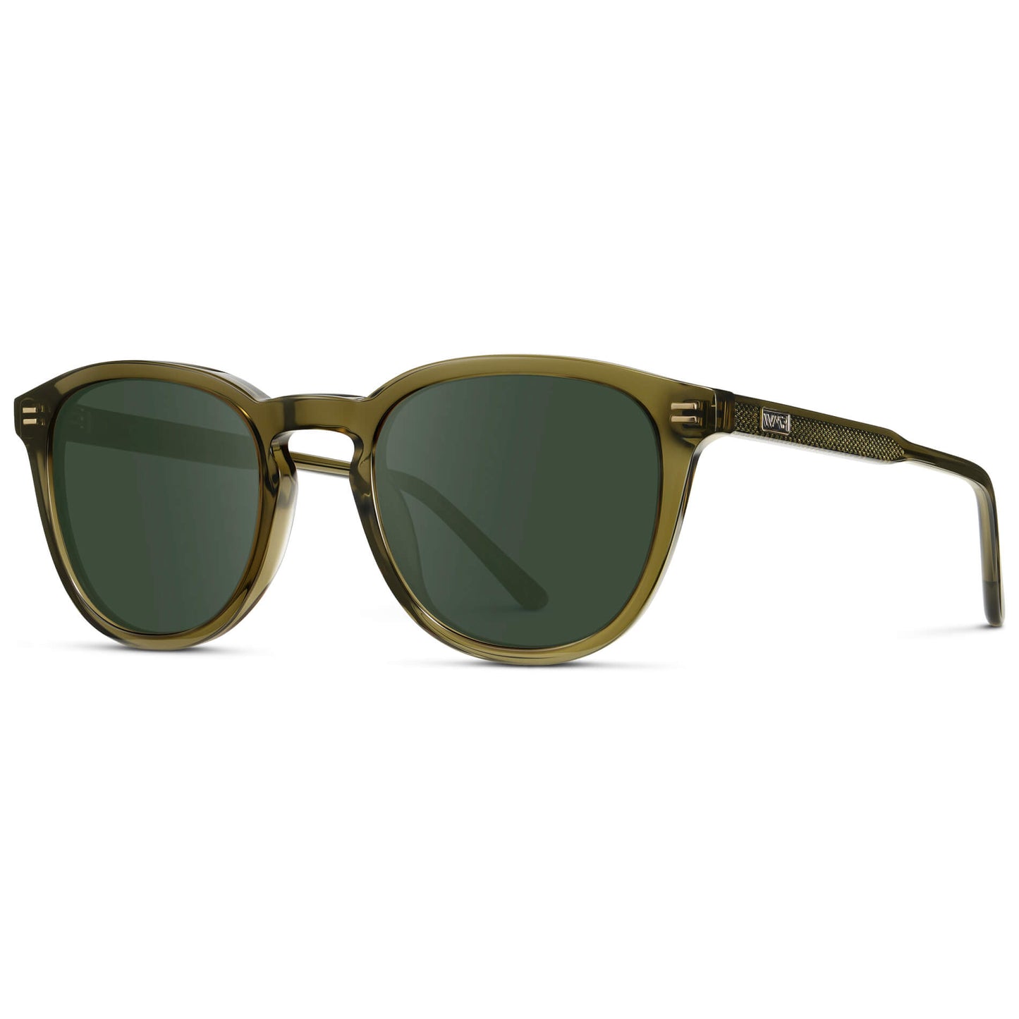 Dark Moss Green / G15 Lens || Men's Round Prescription Sunglasses with Green Acetate Frame and Green Prescription Lens