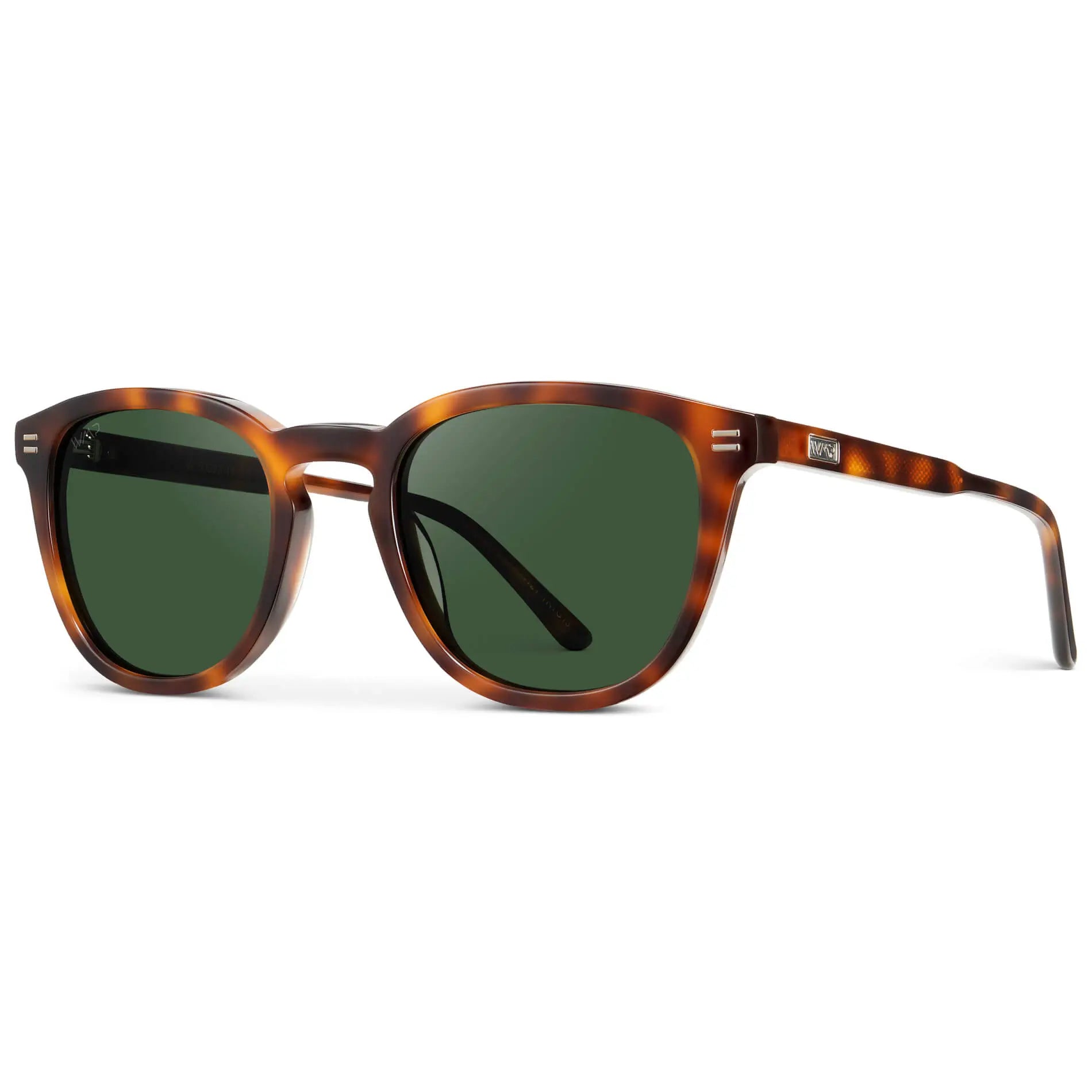 Havana Tortoise / Smoke Green Lens || Men's Rounded Oval Polarized Sunglasses with Tortoise Acetate Frame and Smoke Green Lens