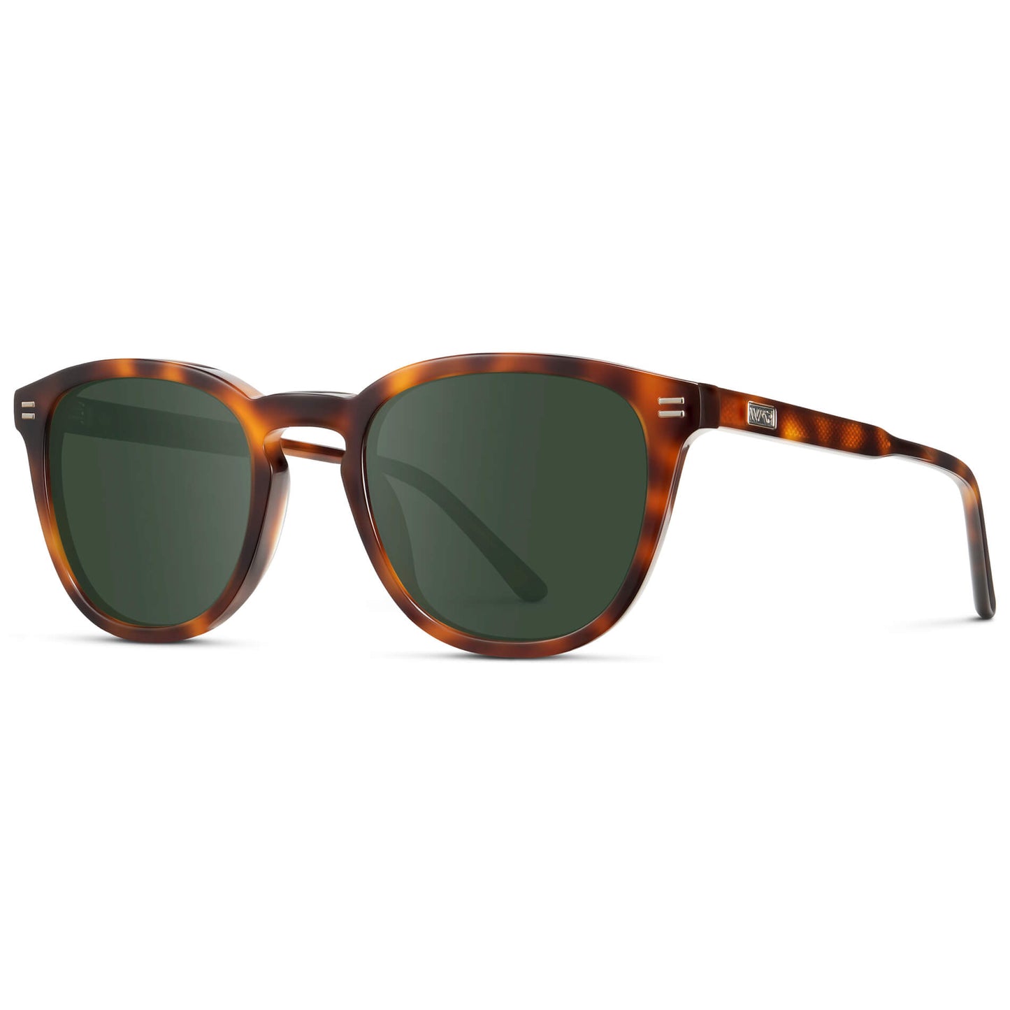 Havana Tortoise / G15 Lens || Men's Round Prescription Sunglasses with Brown Tortoise Acetate Frame and Green Prescription Lens