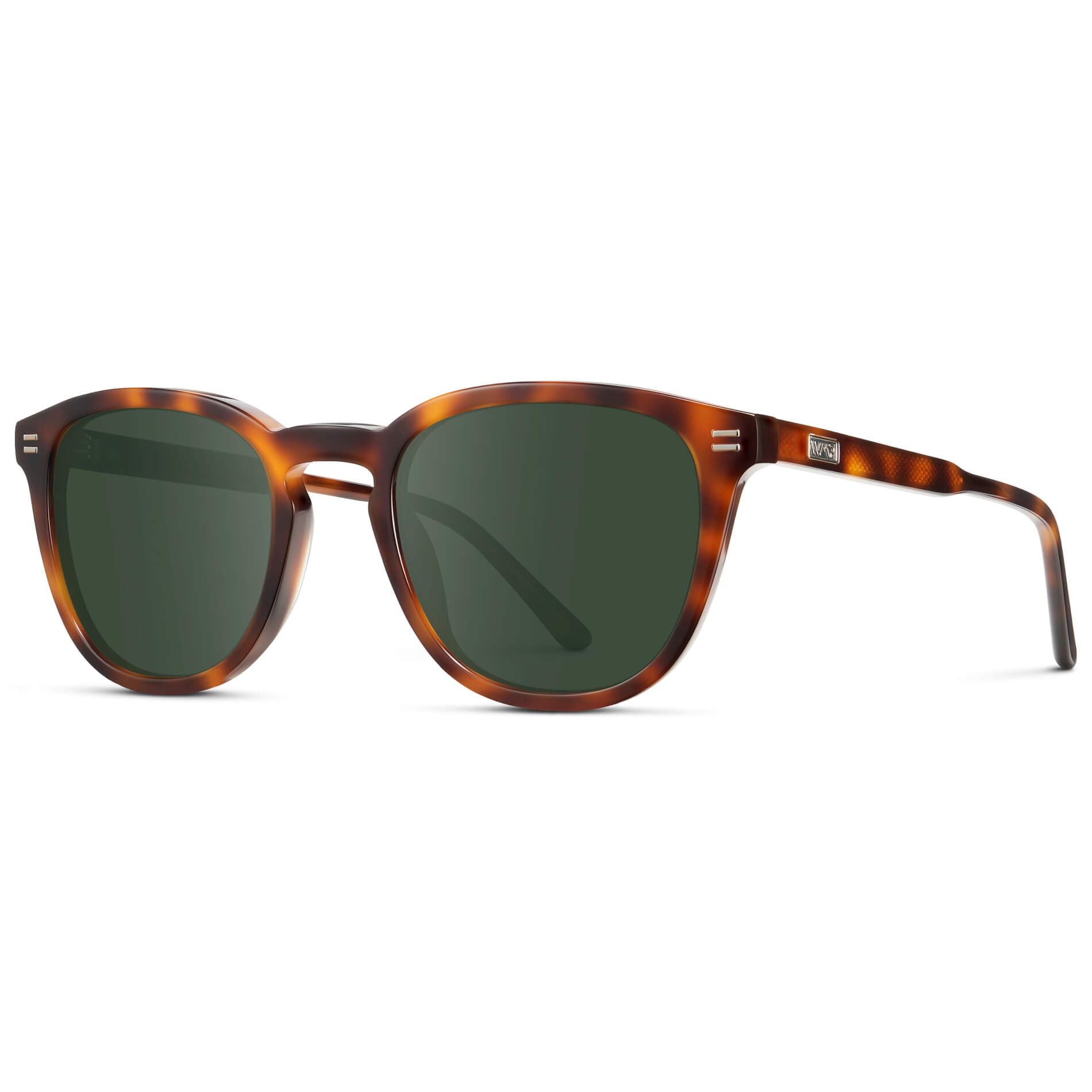 Havana Tortoise / G15 Lens || Men's Round Prescription Sunglasses with Brown Tortoise Acetate Frame and Green Prescription Lens