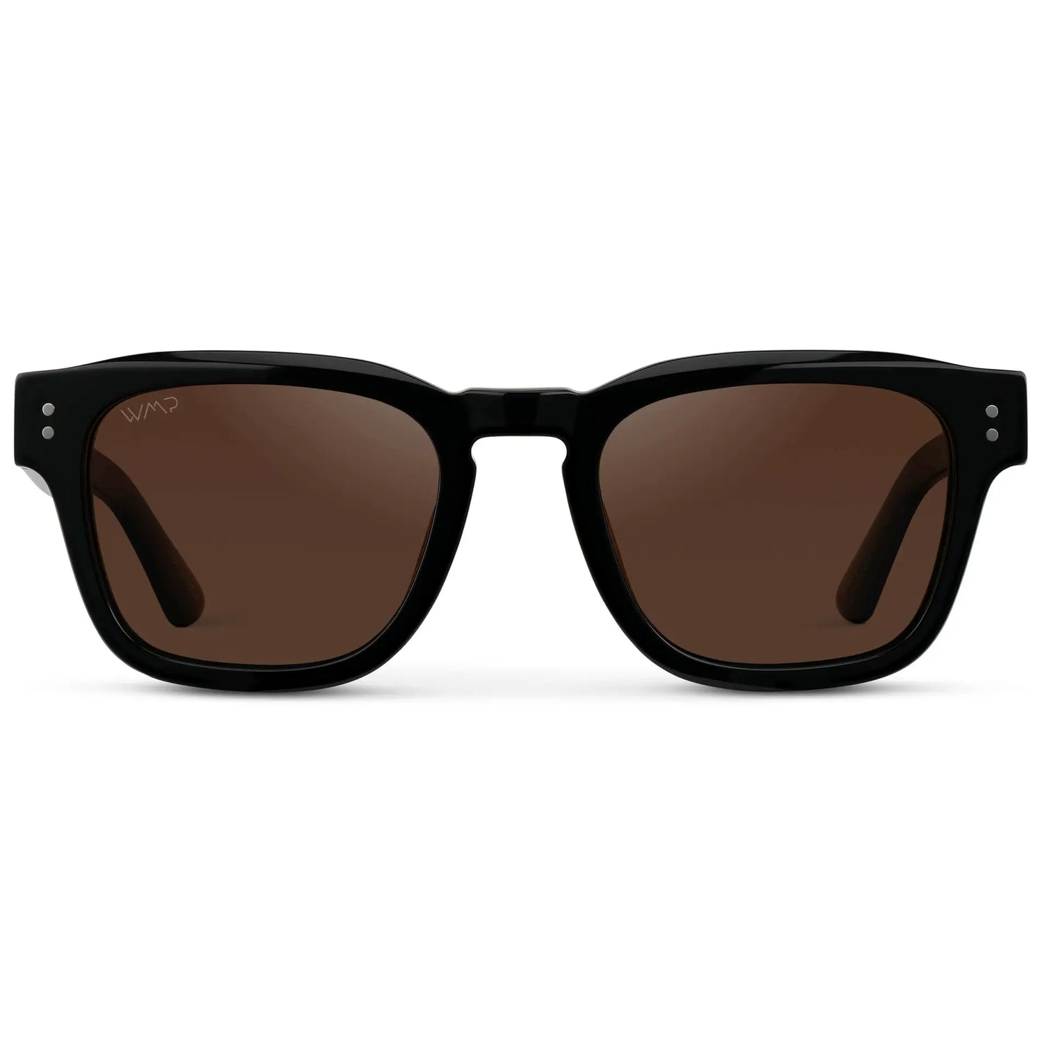 Black / Dark Brown Lens || Men's Geometric Rectangular Sunglasses with Black Acetate Frame and Dark Brown Polarized Lens