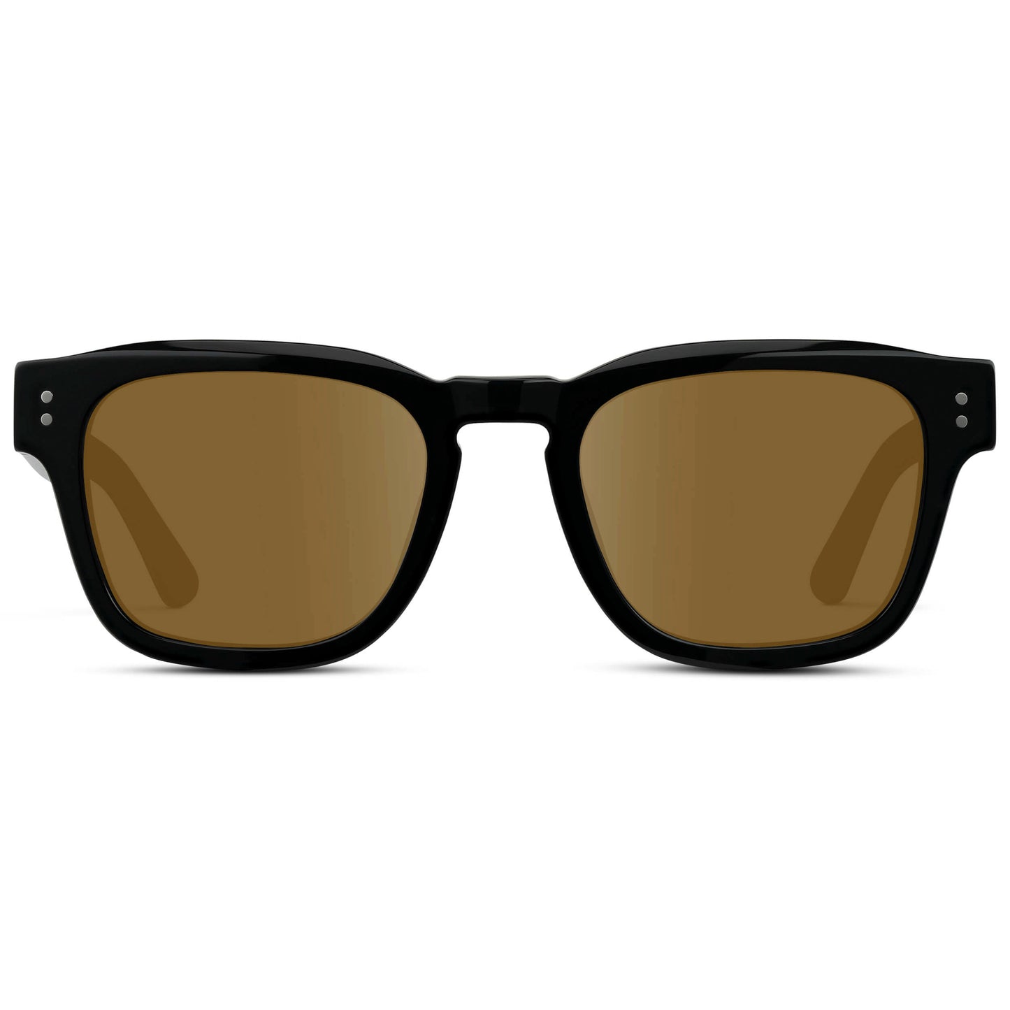 Black / Amber || Men's Geometric Rectangular Prescription Sunglasses with Black Acetate Frame and Amber Prescription Lens