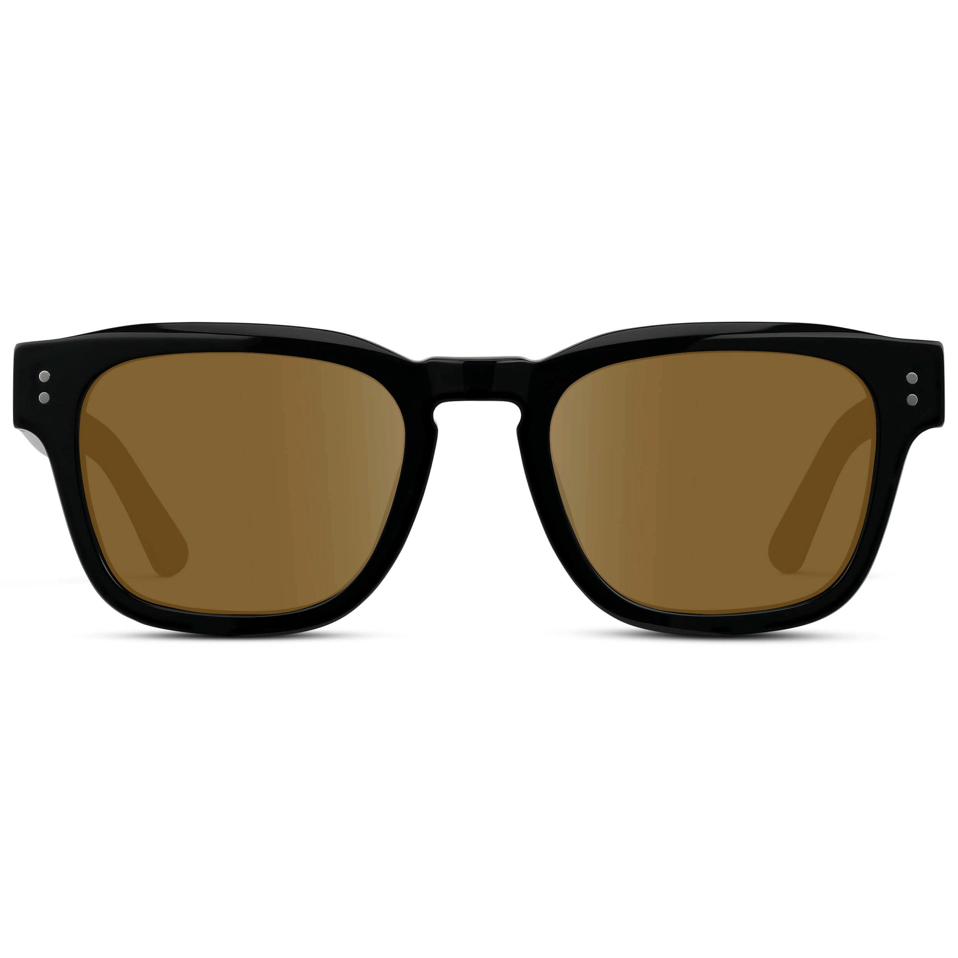Black / Amber || Men's Geometric Rectangular Prescription Sunglasses with Black Acetate Frame and Amber Prescription Lens