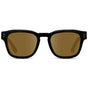 Black / Amber || Front view of Men's Geometric Rectangular Prescription Sunglasses with Black Acetate Frame and Amber Prescription Lens