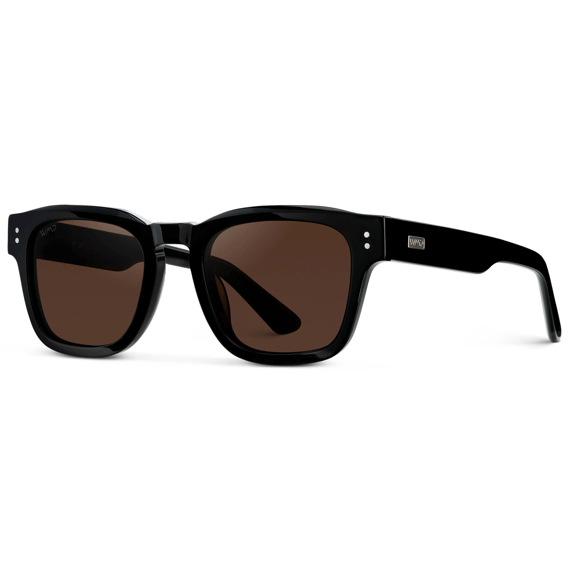 Black / Dark Brown Lens || Men's Geometric Rectangular Sunglasses with Black Acetate Frame and Dark Brown Polarized Lens