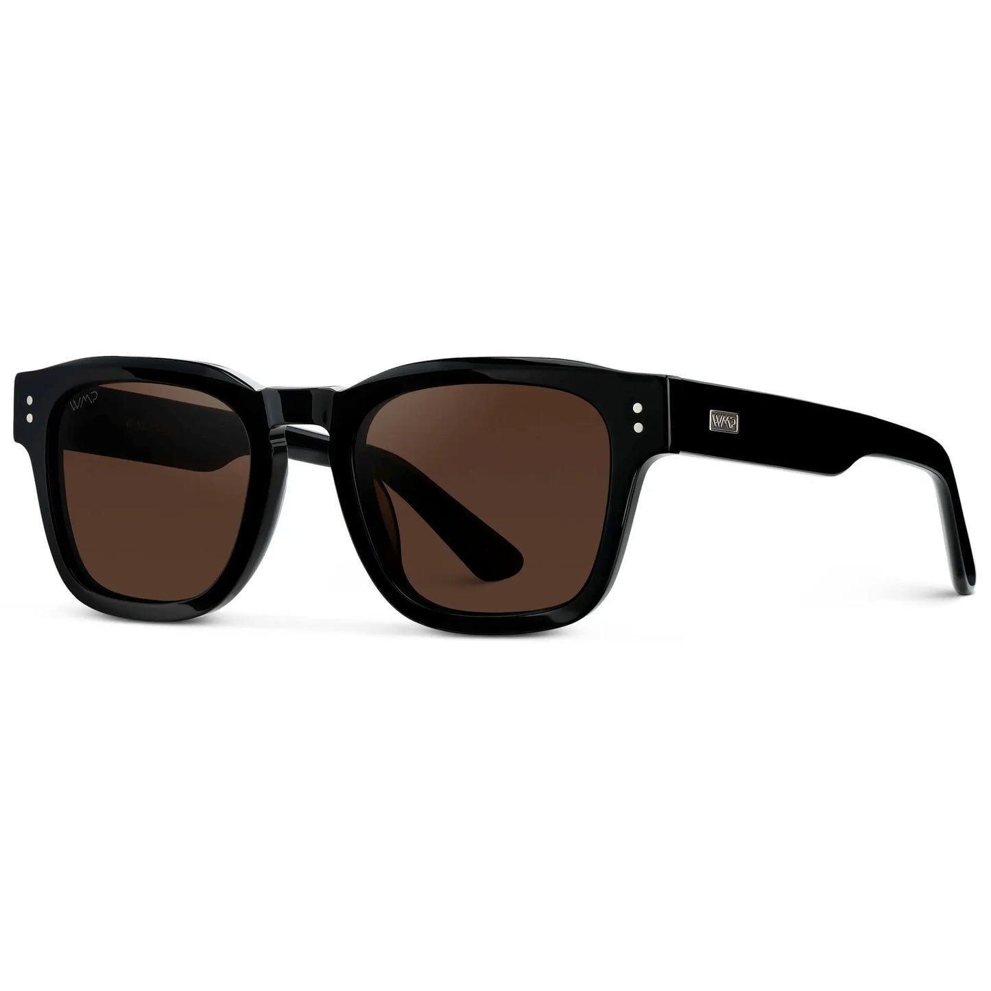 Black / Dark Brown Lens || Men's Geometric Rectangular Sunglasses with Black Acetate Frame and Dark Brown Polarized Lens