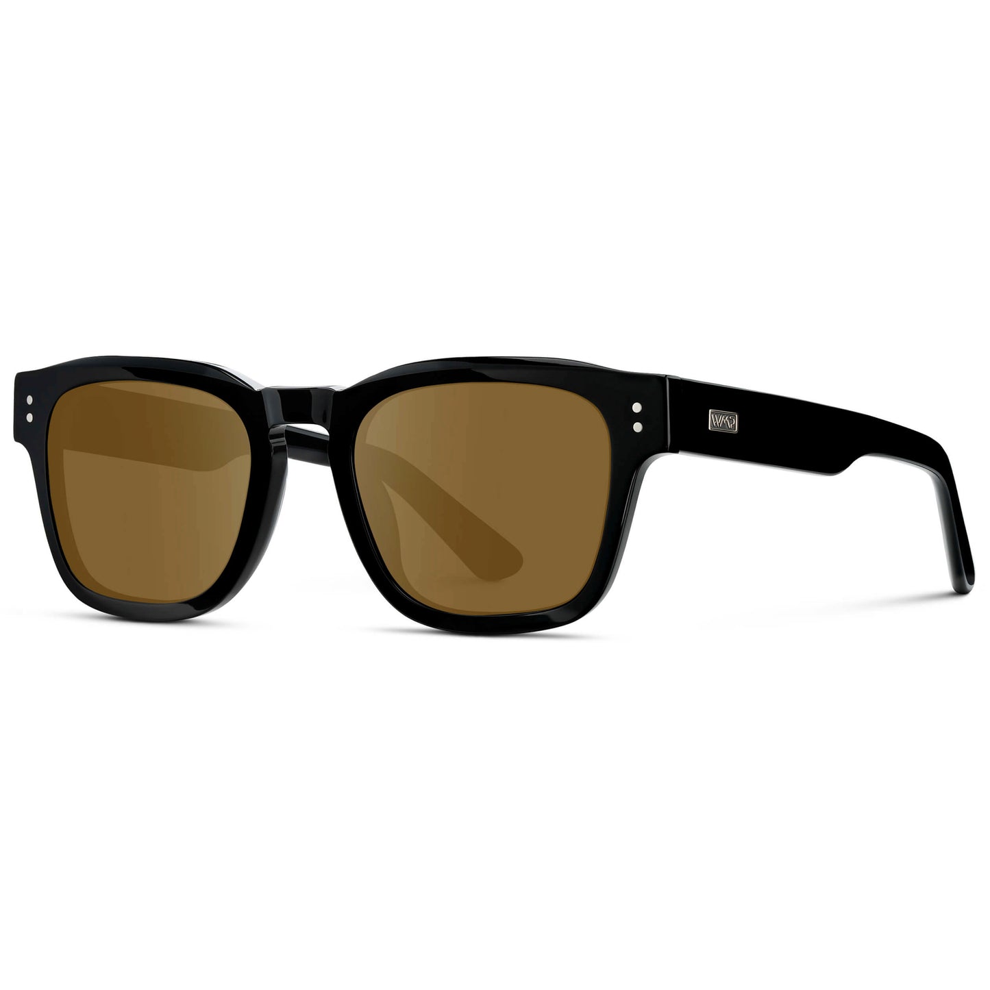 Black / Amber || Men's Geometric Rectangular Prescription Sunglasses with Black Acetate Frame and Amber Prescription Lens