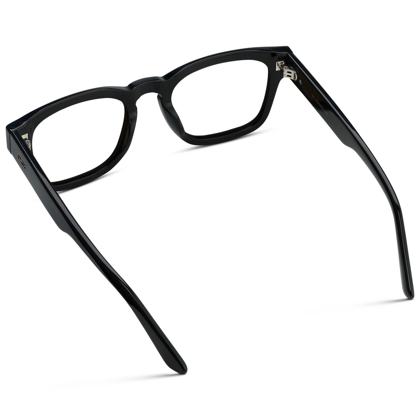 Black || Men's Geometric Rectangular Eyeglasses with Black Acetate Frame and Clear Prescription Lens