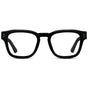 Black || Men's Geometric Rectangular Eyeglasses with Black Acetate Frame and Clear Prescription Lens on a white background