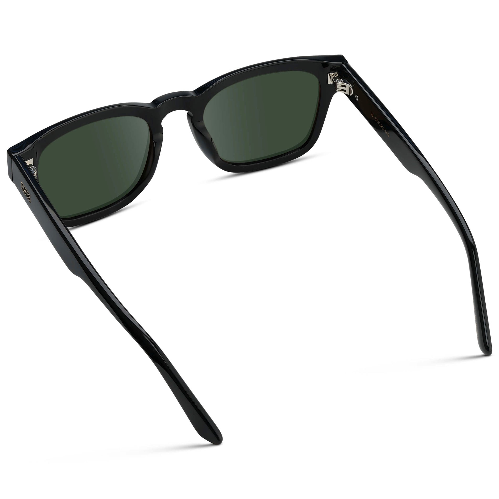 Black / G15 || Men's Geometric Rectangular Prescription Sunglasses with Black Acetate Frame and Green Prescription Lens