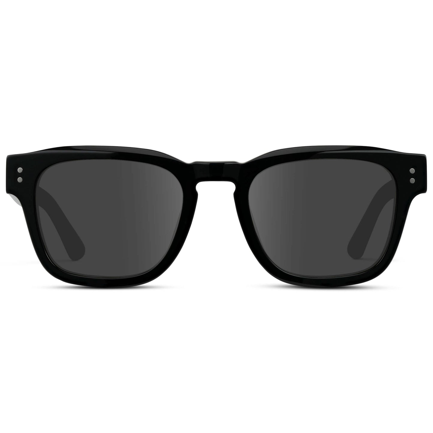 Black / Grey || Men's Geometric Rectangular Prescription Sunglasses with Black Acetate Frame and Grey Prescription Lens