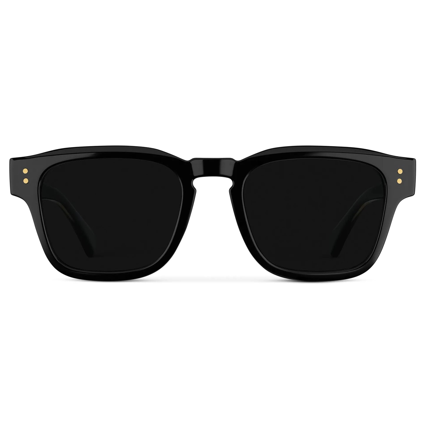 Black / Triple Black Lens || Men's Geometric Rectangular Sunglasses with Black Frame and Triple Black Polarized Lens on a white background
