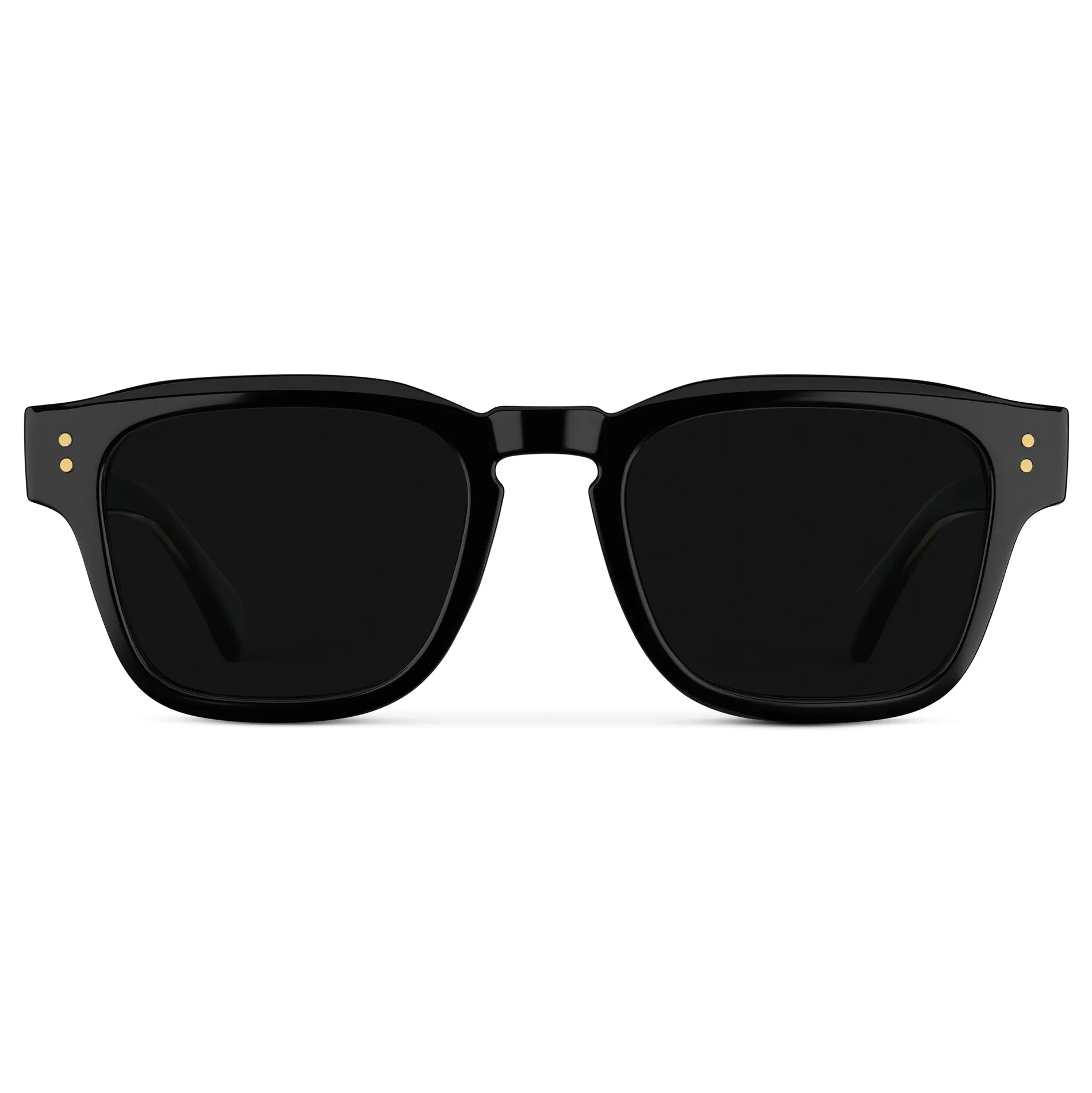 Black / Triple Black Lens || Men's Geometric Rectangular Sunglasses with Black Frame and Triple Black Polarized Lens on a white background