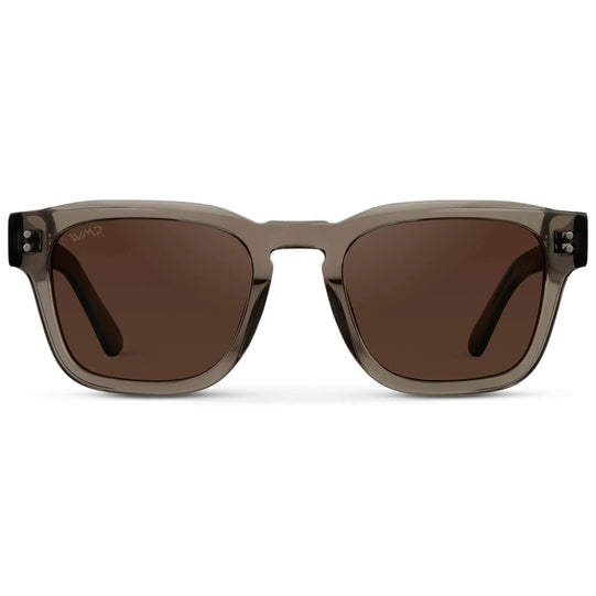 Crystal Gunmetal / Dark Brown Lens || Men's Geometric Rectangular Sunglasses with Crystal Gunmetal Acetate Frame and Dark Brown Polarized Lens