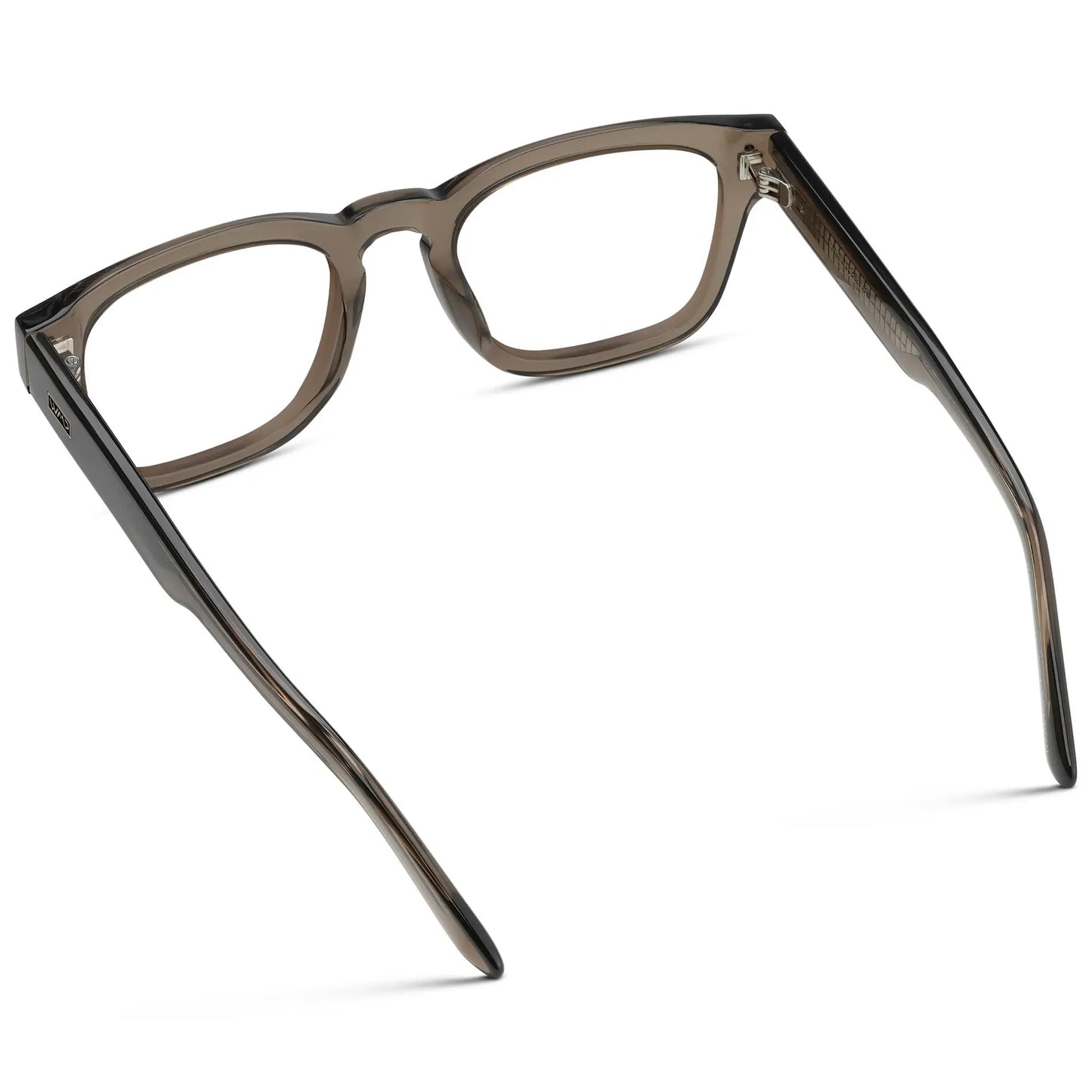 Crystal Gunmetal || Back view of Men's Geometric Rectangular Eyeglasses with Crystal Gunmetal Acetate Frame and Clear Prescription Lens on a white background